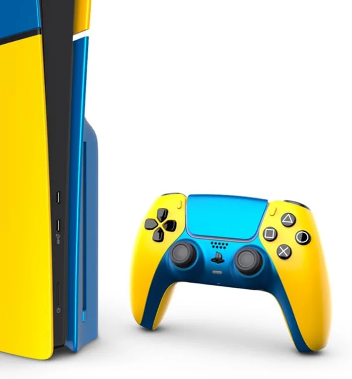 کنسول سفارشی پلی استیشن 5 اسلیم دیسک خور 1 ترابایت همراه با یک دسته – طرح MACAW | مدل 2023 | بازخورد لمسی، صدای سه بعدی، SSD فوق سریع، تریگرهای تطبیق پذیر