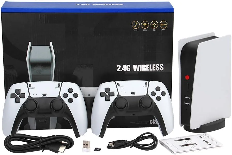کنسول بازی ویدیویی 4K رترو M5 – تی وی باکس 64 گیگابایتی/128 گیگابایتی با بیش از 20000 بازی | خروجی HDMI، پشتیبانی از PS1/GBA/CPS | شامل 2 دسته بازی بی سیم