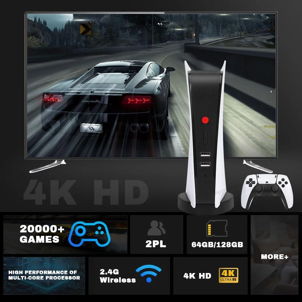 کنسول بازی ویدیویی 4K رترو M5 – تی وی باکس 64 گیگابایتی/128 گیگابایتی با بیش از 20000 بازی | خروجی HDMI، پشتیبانی از PS1/GBA/CPS | شامل 2 دسته بازی بی سیم کنسول بازی ویدیویی 4K رترو M5 – تی وی باکس 64 گیگابایتی/128 گیگابایتی با بیش از 20000 بازی | خروجی HDMI، پشتیبانی از PS1/GBA/CPS | شامل 2 دسته بازی بی سیم