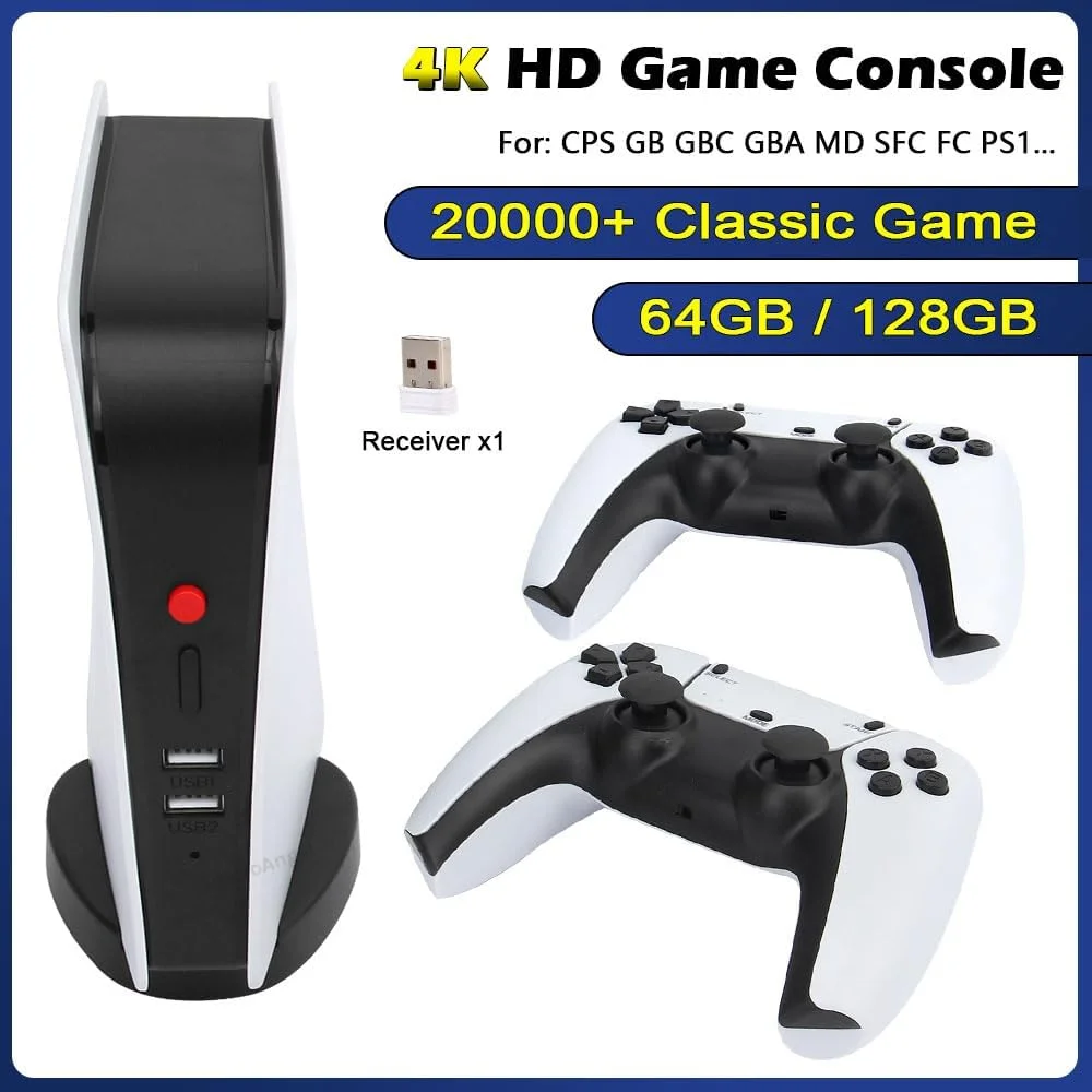 کنسول بازی ویدیویی 4K رترو M5 – تی وی باکس 64 گیگابایتی/128 گیگابایتی با بیش از 20000 بازی | خروجی HDMI، پشتیبانی از PS1/GBA/CPS | شامل 2 دسته بازی بی سیم کنسول بازی ویدیویی 4K رترو M5 – تی وی باکس 64 گیگابایتی/128 گیگابایتی با بیش از 20000 بازی | خروجی HDMI، پشتیبانی از PS1/GBA/CPS | شامل 2 دسته بازی بی سیم