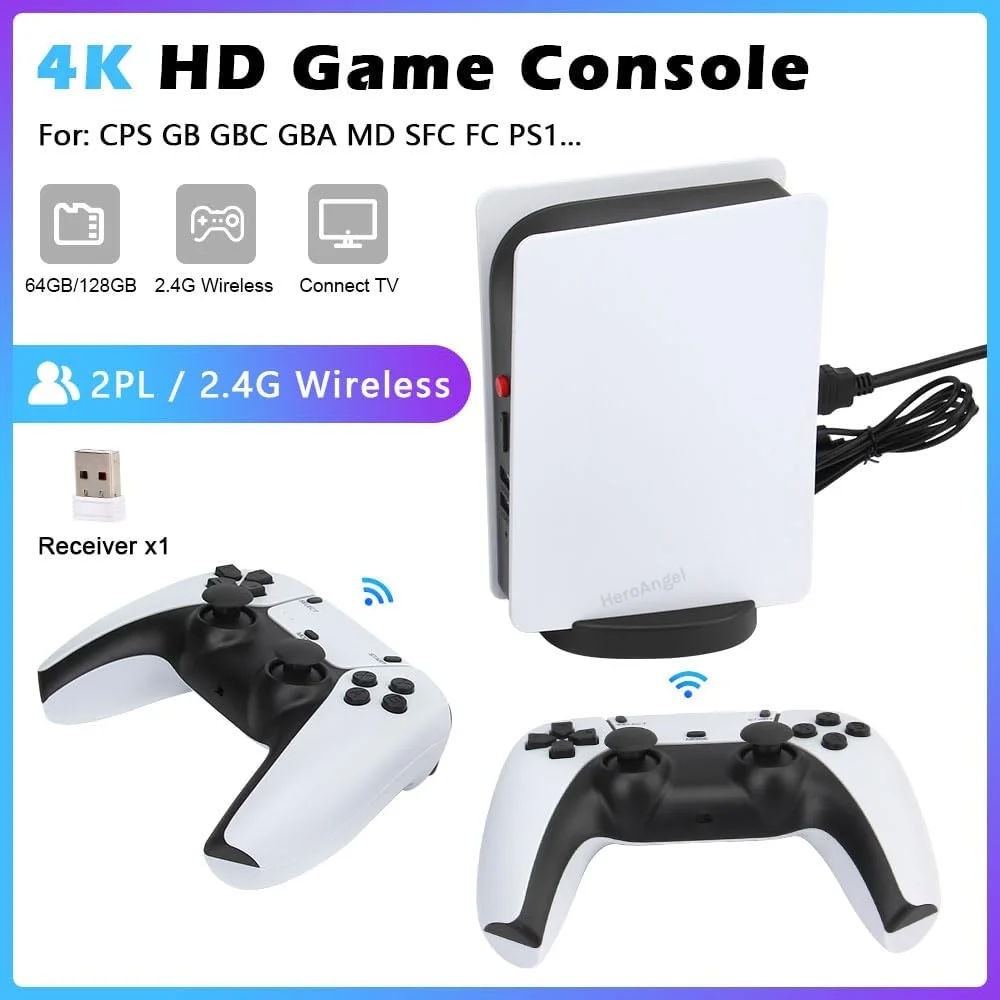 کنسول بازی ویدیویی 4K رترو M5 – تی وی باکس 64 گیگابایتی/128 گیگابایتی با بیش از 20000 بازی | خروجی HDMI، پشتیبانی از PS1/GBA/CPS | شامل 2 دسته بازی بی سیم کنسول بازی ویدیویی 4K رترو M5 – تی وی باکس 64 گیگابایتی/128 گیگابایتی با بیش از 20000 بازی | خروجی HDMI، پشتیبانی از PS1/GBA/CPS | شامل 2 دسته بازی بی سیم