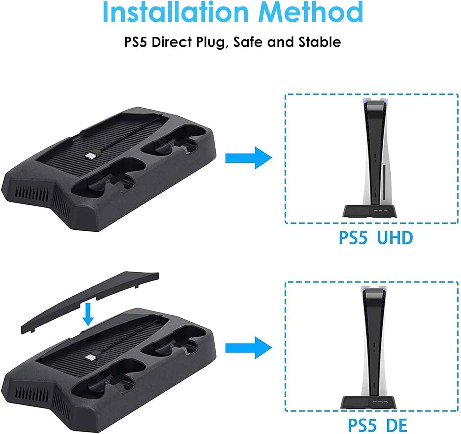 پایه خنک کننده PS5، ایستگاه خنک کننده کنسول Arespark Playstation 5، لوازم جانبی PS5 با ایستگاه شارژ دوگانه کنترلر PS5 و 14 اسلات بازی پایه خنک کننده PS5، ایستگاه خنک کننده کنسول Arespark Playstation 5، لوازم جانبی PS5 با ایستگاه شارژ دوگانه کنترلر PS5 و 14 اسلات بازی