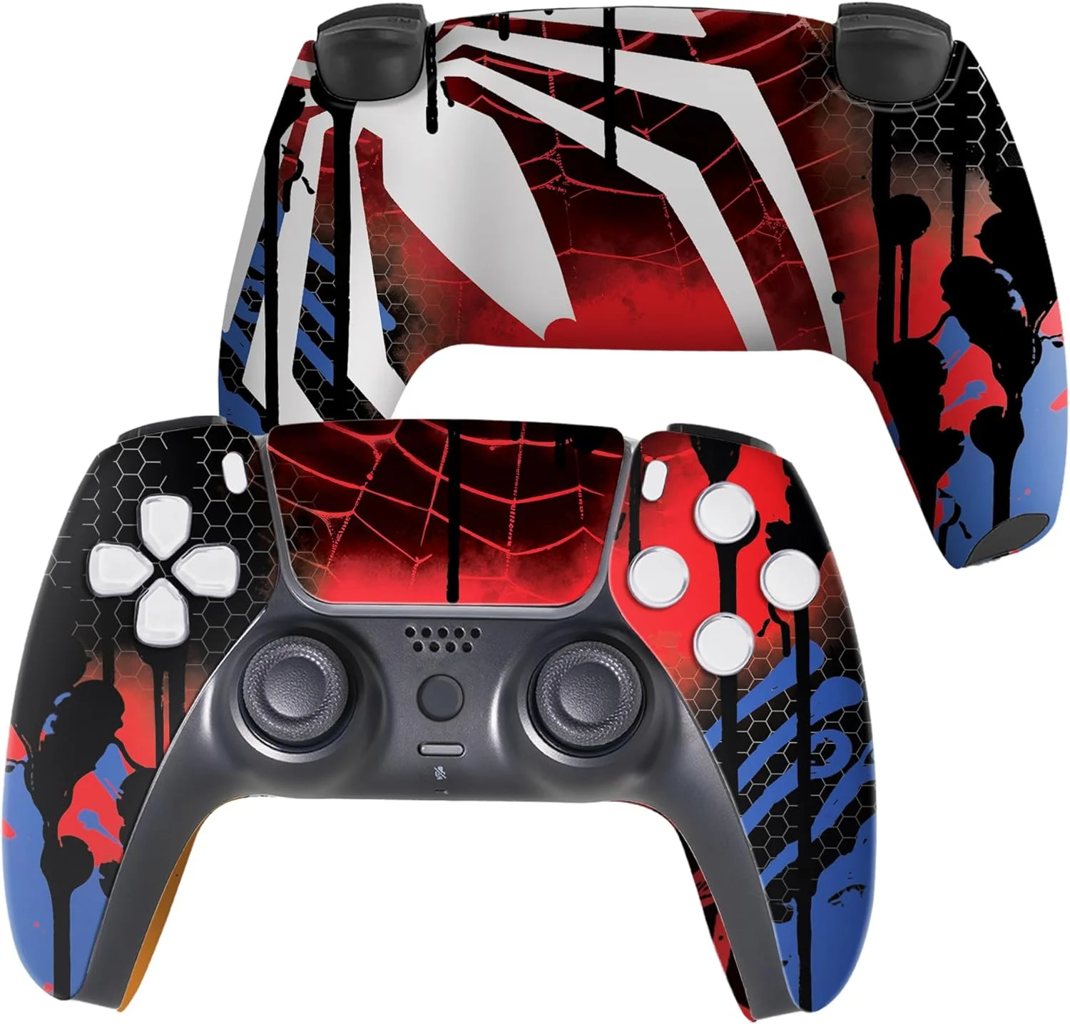 دسته بازی سفارشی PS-5 طرح Web Slinger بی سیم سازگار با کنسول پلی استیشن 5 توسط BCB Controllers | با افتخار سفارشی سازی شده در ایالات متحده آمریکا با چاپ دائمی HYDRO-DIP (نه فقط یک برچسب)