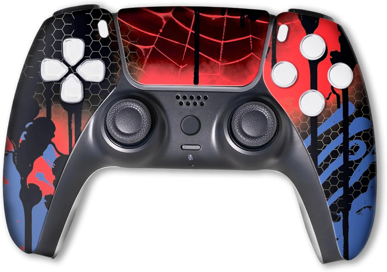 دسته بازی سفارشی Web Slinger PS-5، بی‌سیم، سازگار با کنسول پلی‌استیشن 5 توسط BCB Controllers | با افتخار سفارشی‌سازی شده در ایالات متحده آمریکا با چاپ دائمی HYDRODIP (نه فقط یک برچسب)(MODDED)