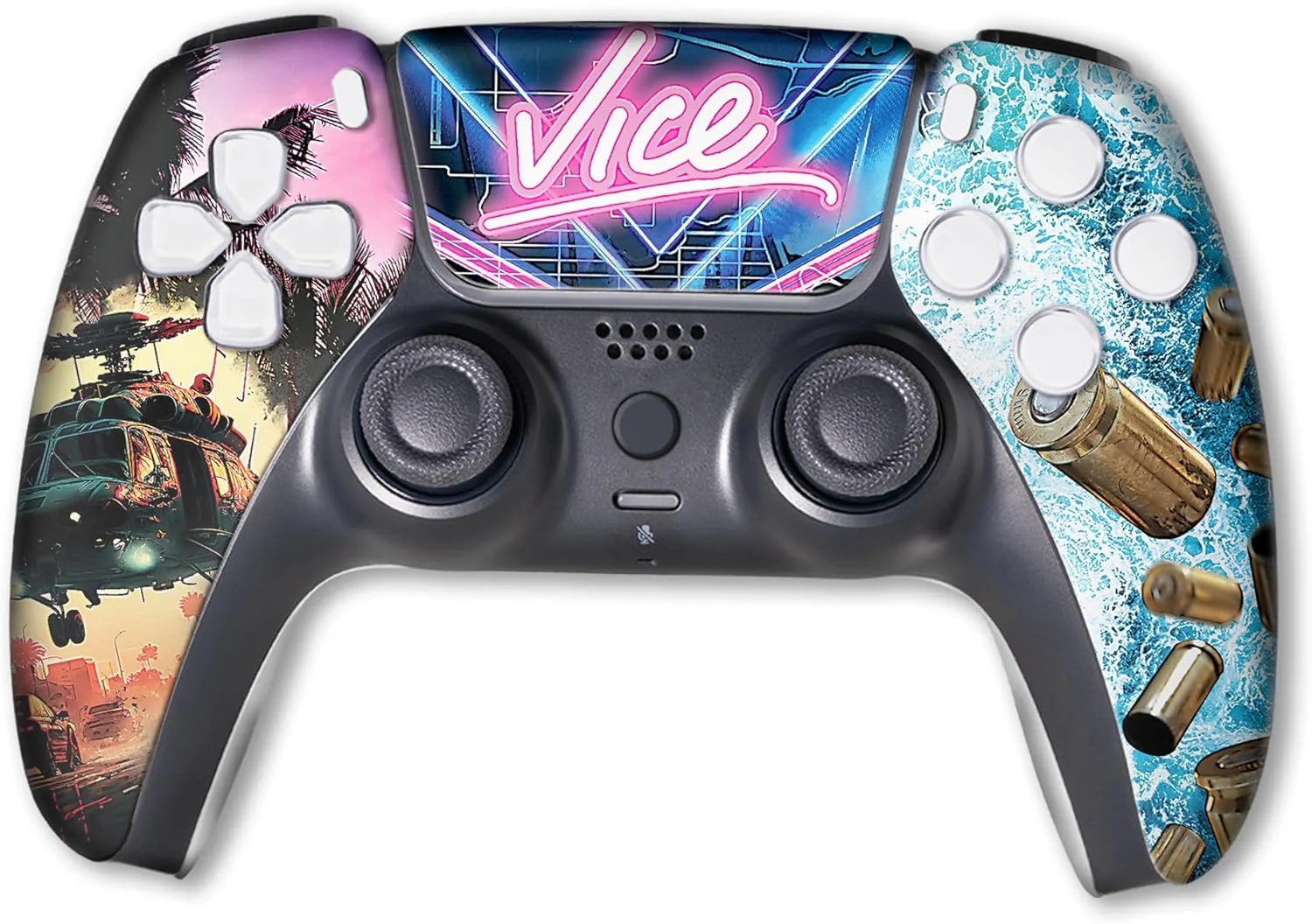 کنترلر سفارشی پلی استیشن 5 بی سیم BABY CUDDLE BOX GTA 6 سازگار با کنسول پلی استیشن 5 توسط BCB Controllers | با افتخار سفارشی سازی شده در ایالات متحده آمریکا با چاپ دائمی HYDRODIP (نه فقط یک پوسته) (MODDED)