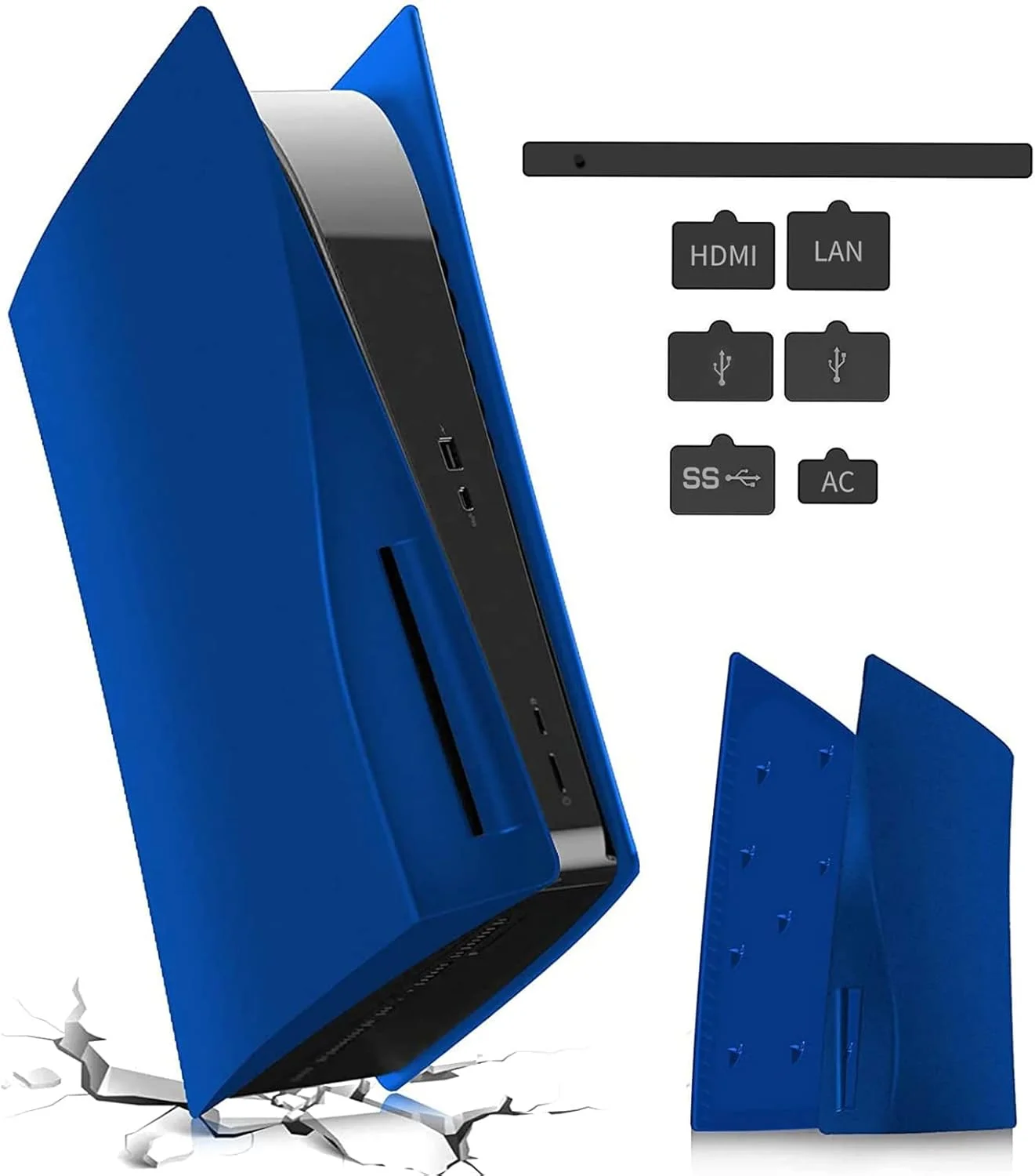 کاور PS5، کاورهای سخت و ضد ضربه PS5 سازگار با کنسول PS5، روکش محافظ ضد خش و ضد گرد و غبار ABS، سازگار با نسخه دیسک خور کنسول PS5 - آبی