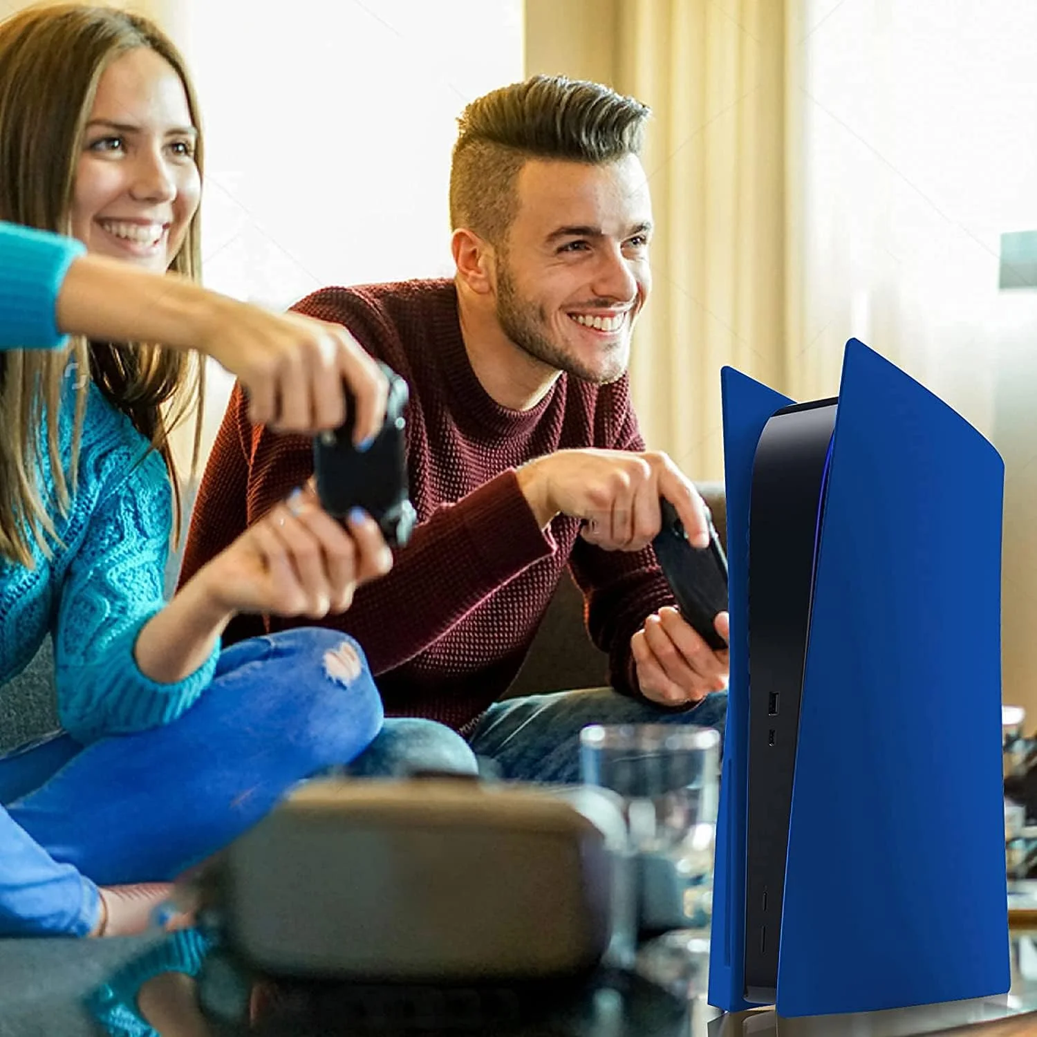کاور PS5، کاورهای سخت و ضد ضربه PS5 سازگار با کنسول PS5، روکش محافظ ضد خش و ضد گرد و غبار ABS، سازگار با نسخه دیسک خور کنسول PS5 - آبی کاور PS5، کاورهای سخت و ضد ضربه PS5 سازگار با کنسول PS5، روکش محافظ ضد خش و ضد گرد و غبار ABS، سازگار با نسخه دیسک خور کنسول PS5 - آبی