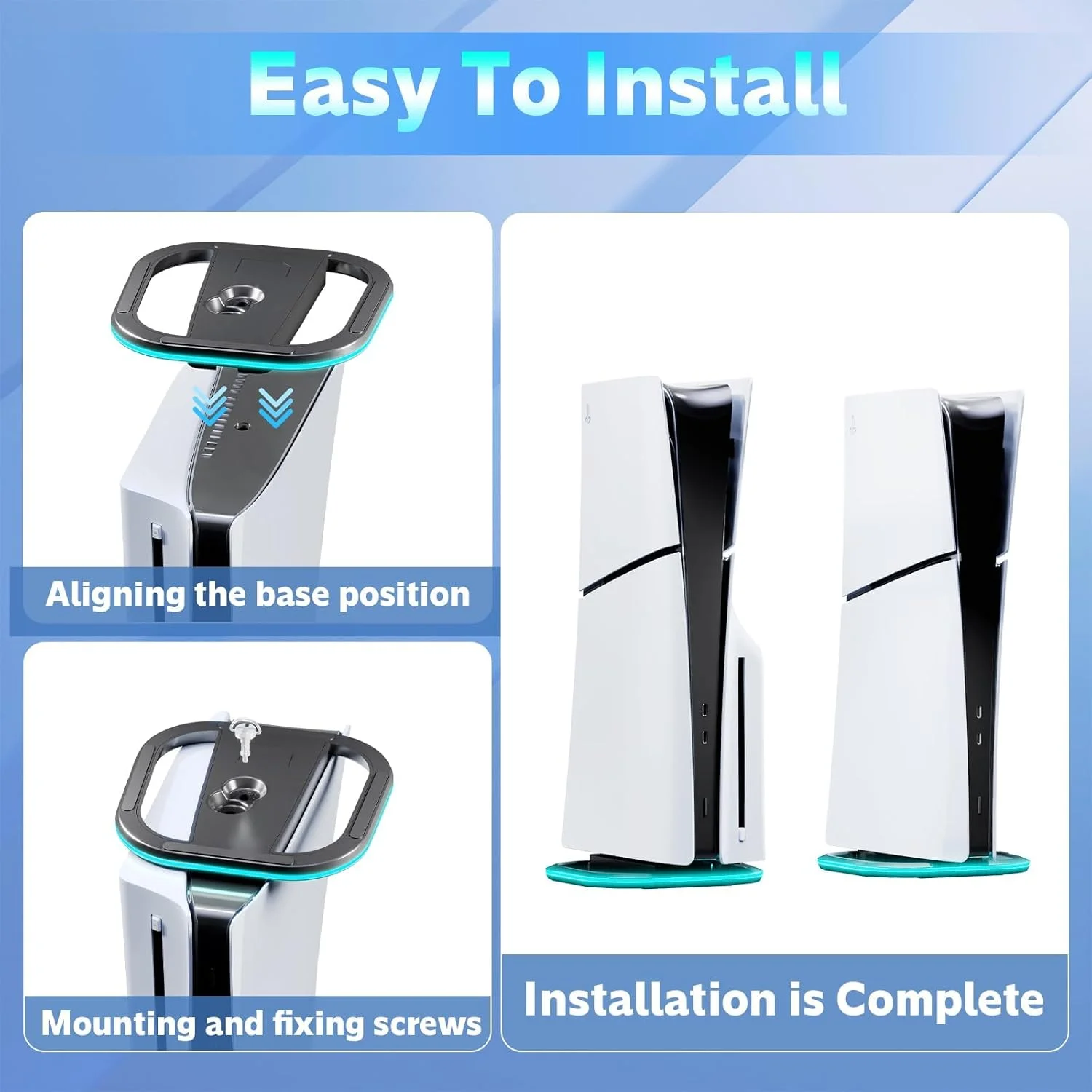 پایه عمودی Tazweeq برای کنسول PS5، پایه افقی با 7 چراغ RGB برای مدل های دیجیتال/دیسک و اسلیم، مشکی پایه عمودی Tazweeq برای کنسول PS5، پایه افقی با 7 چراغ RGB برای مدل های دیجیتال/دیسک و اسلیم، مشکی