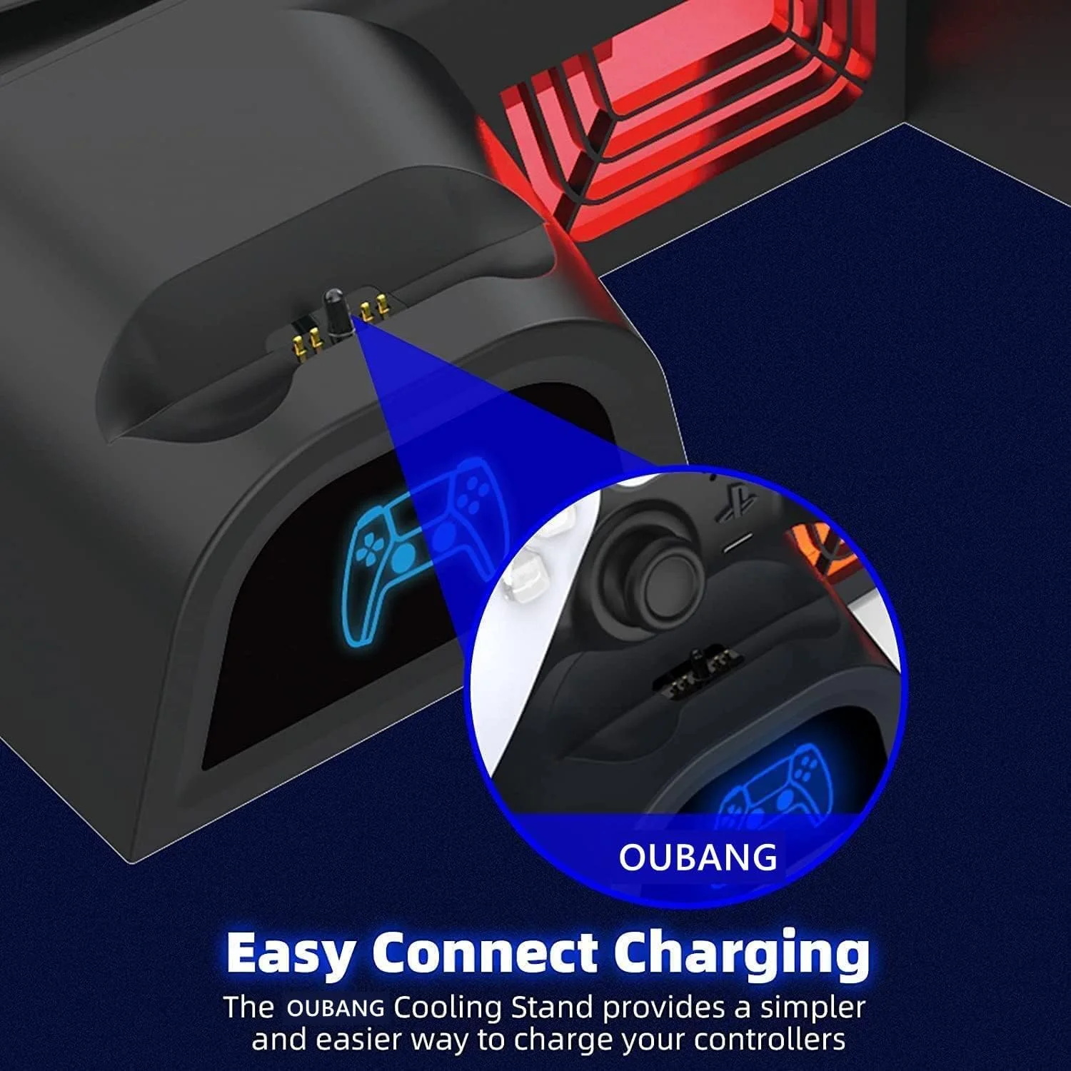 پایه PS5 اوبانگ با فن خنک کننده و ایستگاه شارژ دوگانه کنترلر برای کنسول Playstation 5 PS5، فن خنک کننده PS5 ارتقا یافته با ایستگاه داک شارژ و 12 اسلات بازی - شامل کابل 2 در 1 پایه PS5 اوبانگ با فن خنک کننده و ایستگاه شارژ دوگانه کنترلر برای کنسول Playstation 5 PS5، فن خنک کننده PS5 ارتقا یافته با ایستگاه داک شارژ و 12 اسلات بازی - شامل کابل 2 در 1