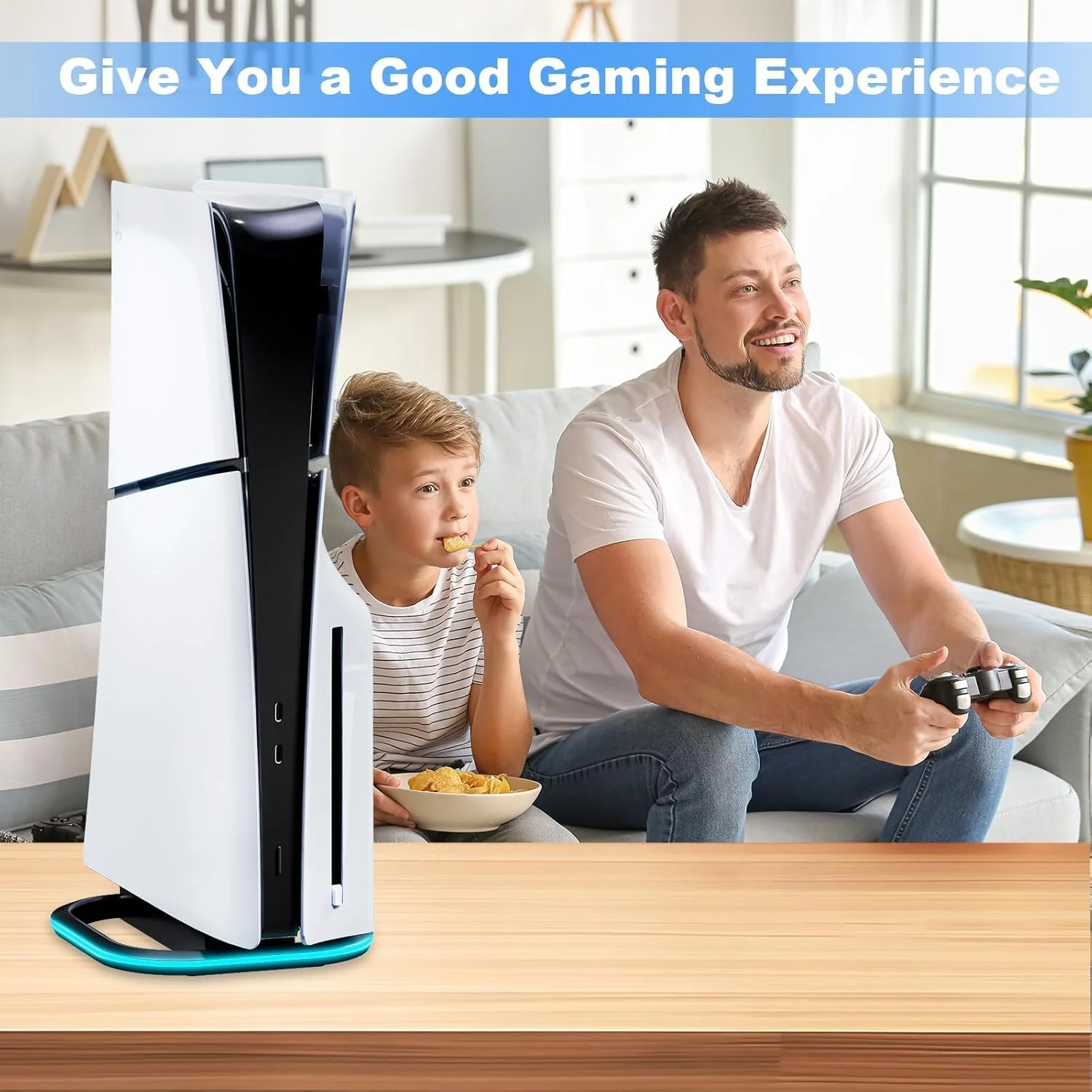 پایه عمودی Tazweeq برای کنسول PS5، پایه افقی با 7 چراغ RGB برای مدل های دیجیتال/دیسک و اسلیم، مشکی پایه عمودی Tazweeq برای کنسول PS5، پایه افقی با 7 چراغ RGB برای مدل های دیجیتال/دیسک و اسلیم، مشکی