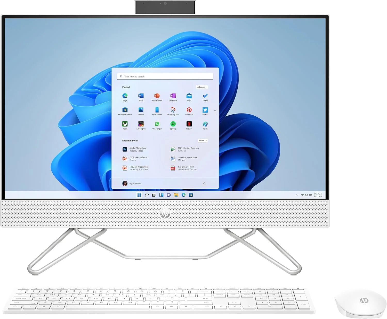 کامپیوتر همه کاره HP مدل 24 با صفحه نمایش 23.8 اینچی FHD - پردازنده Intel Core i3-1215U - کارت گرافیک Intel UHD - رم 16 گیگابایتی DDR4 - حافظه SSD NVMe 512 گیگابایتی - کیبورد و ماوس سیمی USB سفید HP 225 - ویندوز 11 - سفید ستاره ای