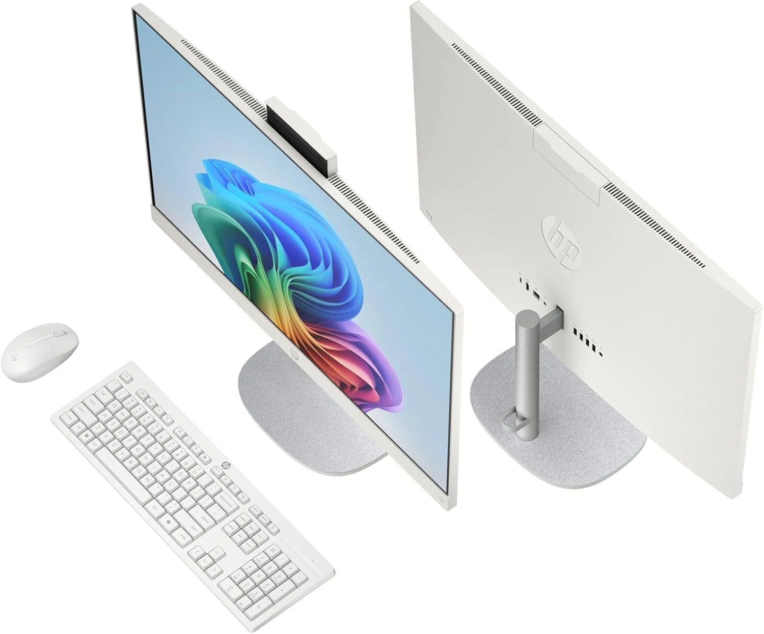 کامپیوتر همه کاره HP مدل All-in-One Desktop AI 27-cr2000ne، صفحه نمایش 27 اینچی FHD، پردازنده Intel® Core™ Ultra 7-255U، رم 16 گیگابایتی DDR5، حافظه SSD 1 ترابایتی، Intel® AI Boost (12 NPU TOPS)، کیبورد انگلیسی/عربی، ویندوز 11، سفید صدفی [BZ6J2EA]