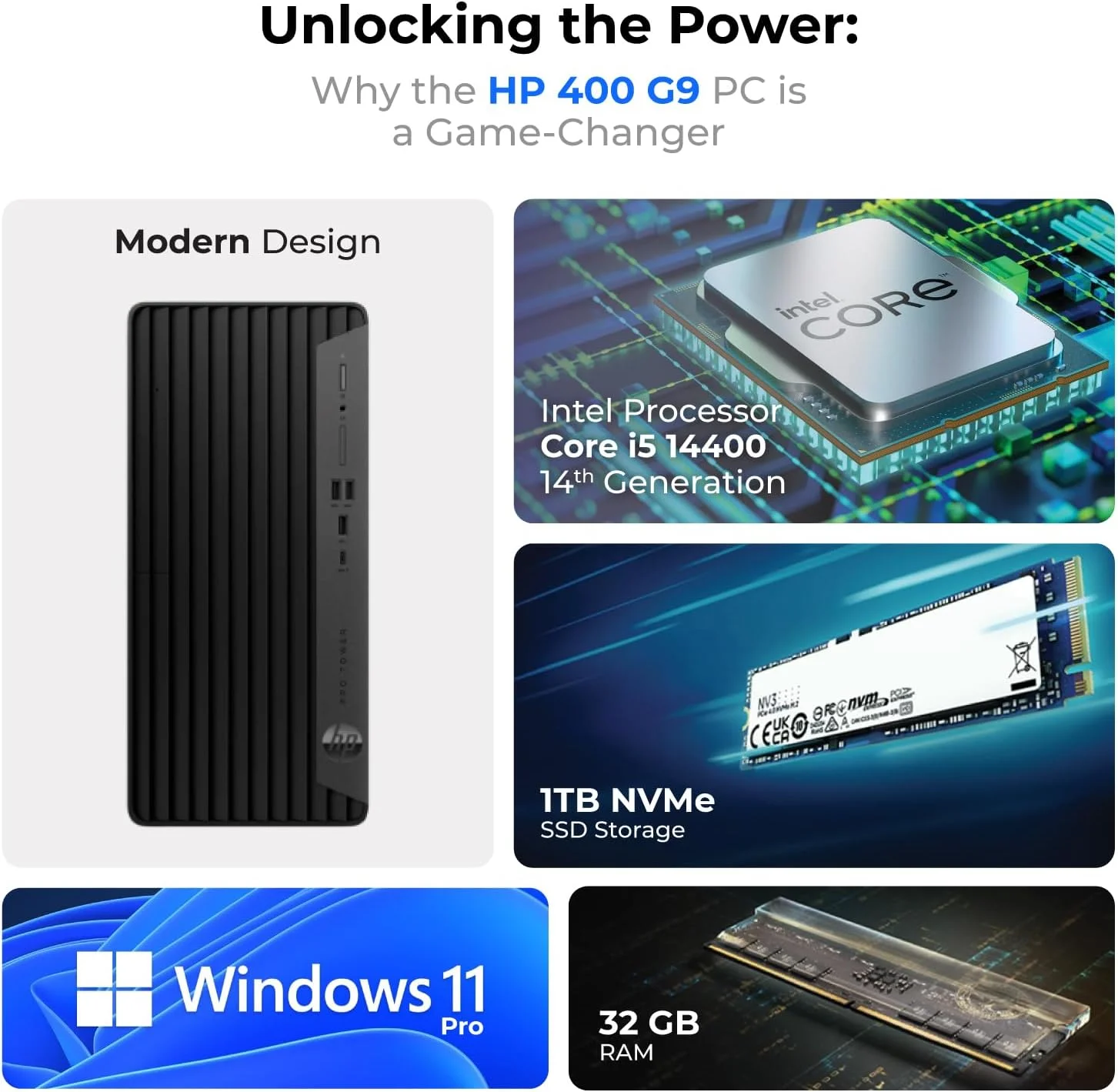 کامپیوتر رومیزی HP 400G9 با پردازنده Core i5-14400 نسل 14، رم 32 گیگابایت DDR4، حافظه SSD یک ترابایتی، DVD-RW، ویندوز 11 پرو (شامل کیبورد و ماوس + پد ماوس + آنتی ویروس نورتون + هدست سیمی HP) کامپیوتر رومیزی HP 400G9 با پردازنده Core i5-14400 نسل 14، رم 32 گیگابایت DDR4، حافظه SSD یک ترابایتی، DVD-RW، ویندوز 11 پرو (شامل کیبورد و ماوس + پد ماوس + آنتی ویروس نورتون + هدست سیمی HP)