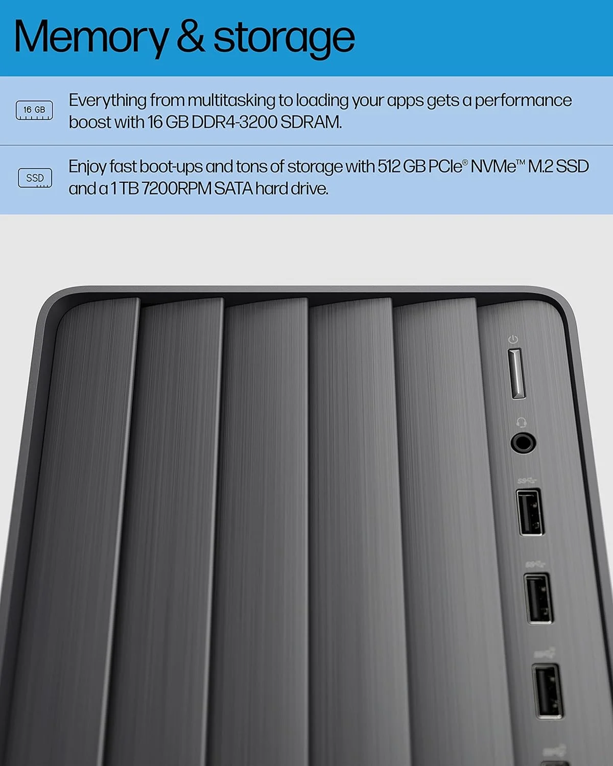 کامپیوتر رومیزی HP Envy، نسل دوازدهم پردازنده Intel Core i7-12700، رم 16 گیگابایتی، حافظه SSD 512 گیگابایتی و هارد دیسک SATA 1 ترابایتی، ویندوز 11 پرو، Wi-Fi و بلوتوث، کیبورد و ماوس سیمی، کیس کامپیوتر از پیش ساخته شده (TE01-3022, 2022)، مشکی
