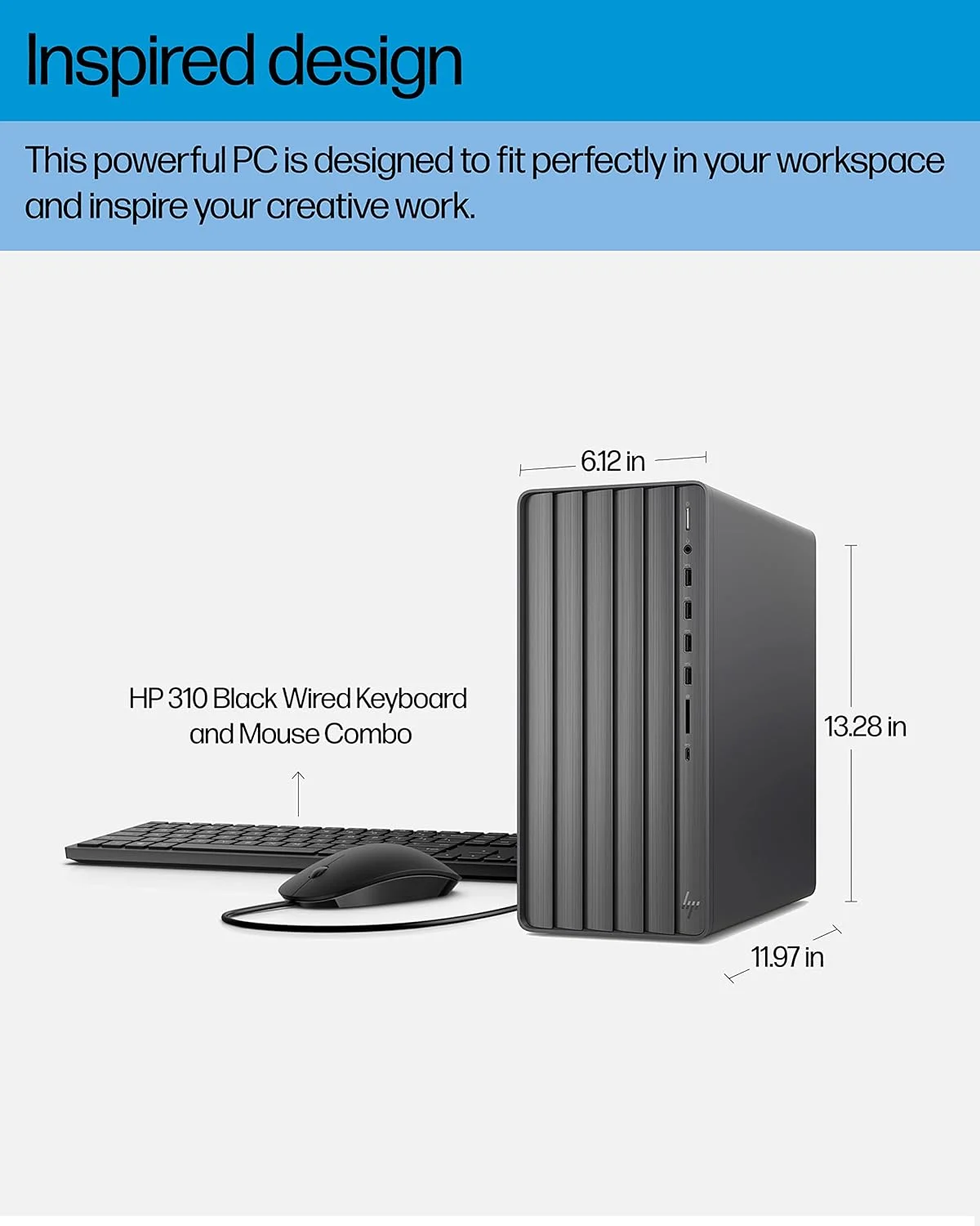 کامپیوتر رومیزی HP Envy، نسل دوازدهم پردازنده Intel Core i7-12700، رم 16 گیگابایتی، حافظه SSD 512 گیگابایتی و هارد دیسک SATA 1 ترابایتی، ویندوز 11 پرو، Wi-Fi و بلوتوث، کیبورد و ماوس سیمی، کیس کامپیوتر از پیش ساخته شده (TE01-3022, 2022)، مشکی