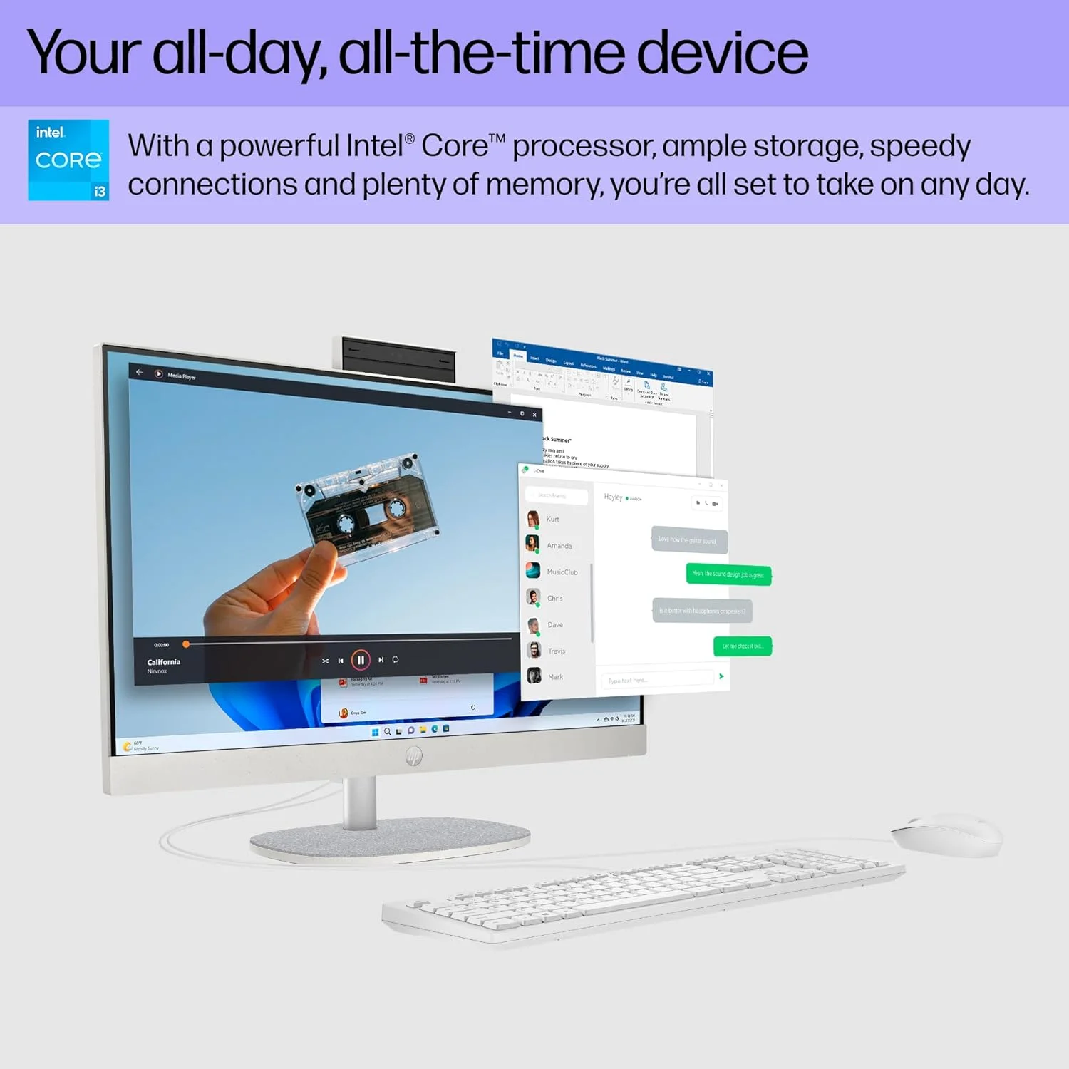 کامپیوتر رومیزی آل این وان 23.8 اینچی HP مدل 24-cr0042، پردازنده Intel® Core™ i3-N300، گرافیک Intel® UHD، حافظه رم 8 گیگابایتی DDR4-3200 مگاهرتز، (سفید، 24-cr0042) کامپیوتر رومیزی آل این وان 23.8 اینچی HP مدل 24-cr0042، پردازنده Intel® Core™ i3-N300، گرافیک Intel® UHD، حافظه رم 8 گیگابایتی DDR4-3200 مگاهرتز، (سفید، 24-cr0042)