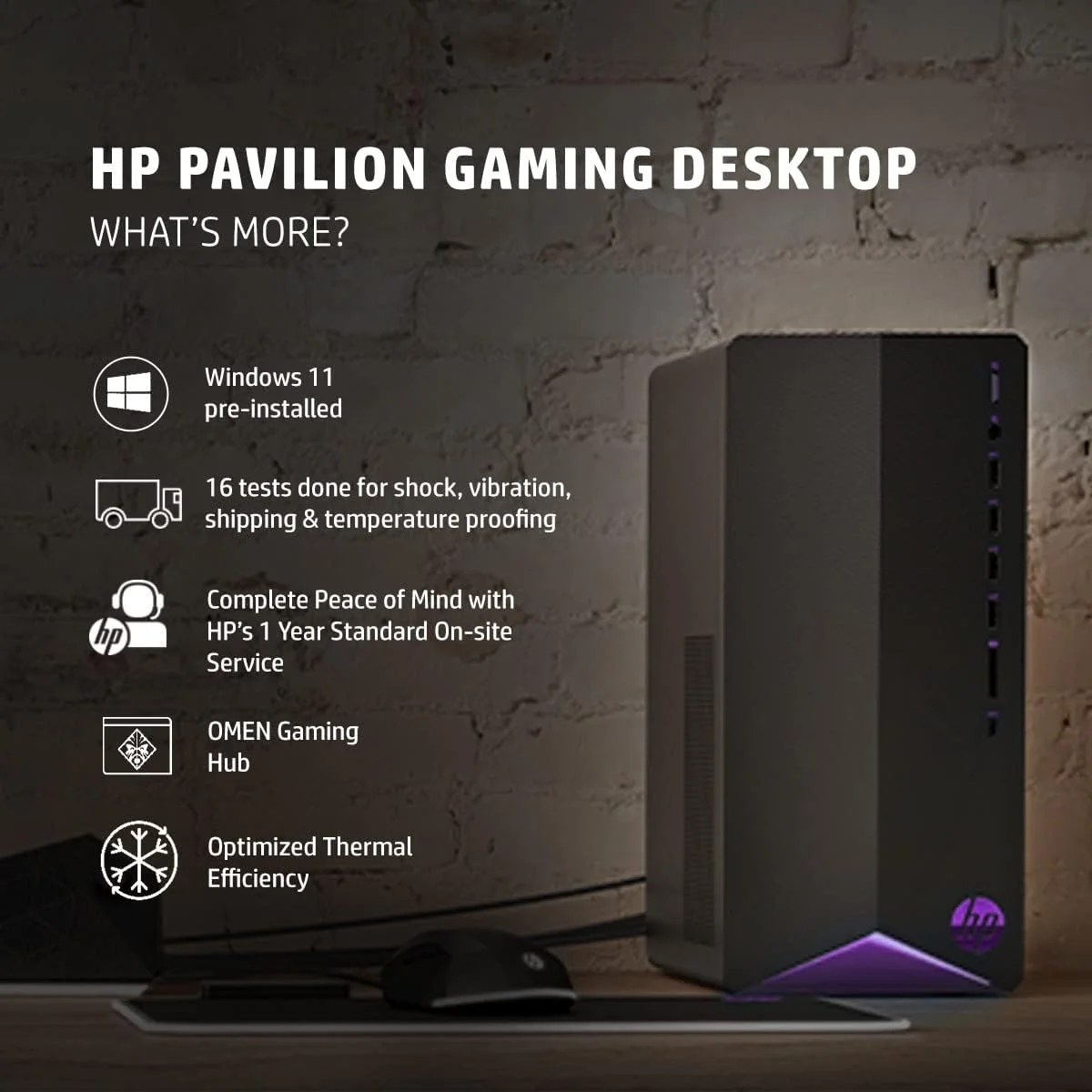 کامپیوتر رومیزی گیمینگ HP Pavilion (تجدید شده) پردازنده نسل 11 اینتل Core i7 (16 گیگابایت رم/1 ترابایت SSD/کارت گرافیک NVIDIA GeForce RTX 3060Ti 8GB/ویندوز 11/MS Office/مشکی سایه ای با بنفش)، TG01-2005in کامپیوتر رومیزی گیمینگ HP Pavilion (تجدید شده) پردازنده نسل 11 اینتل Core i7 (16 گیگابایت رم/1 ترابایت SSD/کارت گرافیک NVIDIA GeForce RTX 3060Ti 8GB/ویندوز 11/MS Office/مشکی سایه ای با بنفش)، TG01-2005in