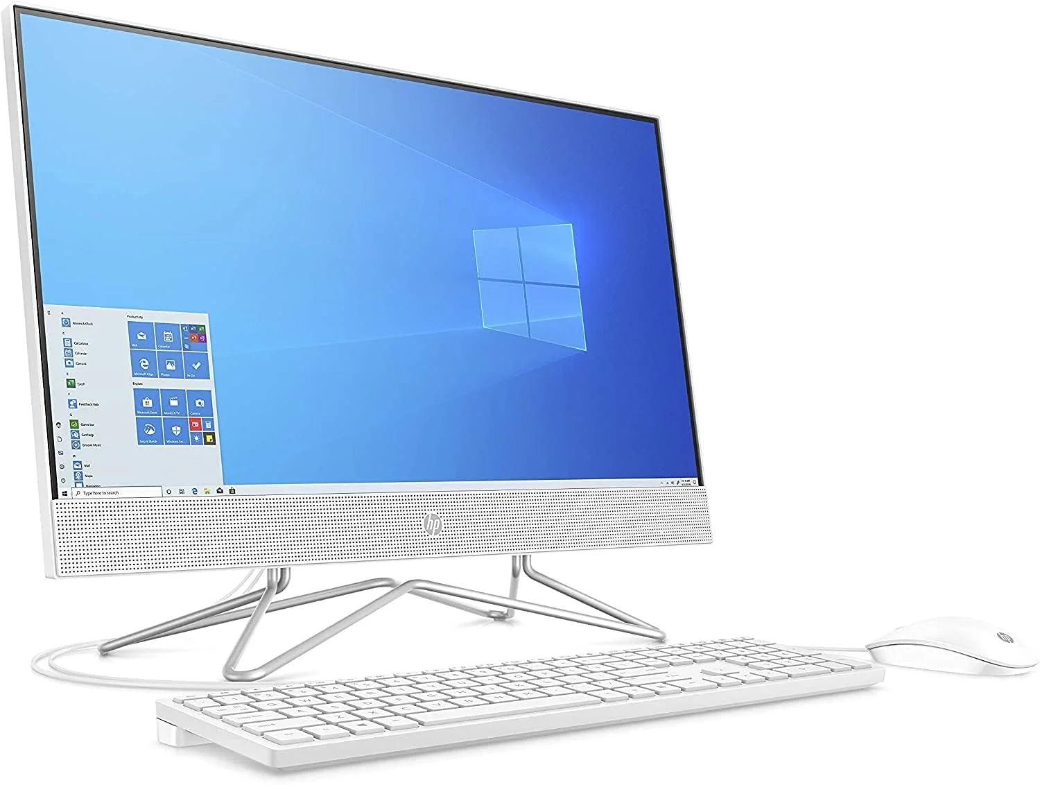 کامپیوتر رومیزی لمسی 23.8 اینچی آل این وان HP مدل 24-df0256nh، پردازنده Intel Core i5-1035G1، هارد دیسک 1 ترابایتی، رم 8 گیگابایتی، گرافیک Intel® UHD، Free DOS، کیبورد و ماوس سیمی سفید برفی