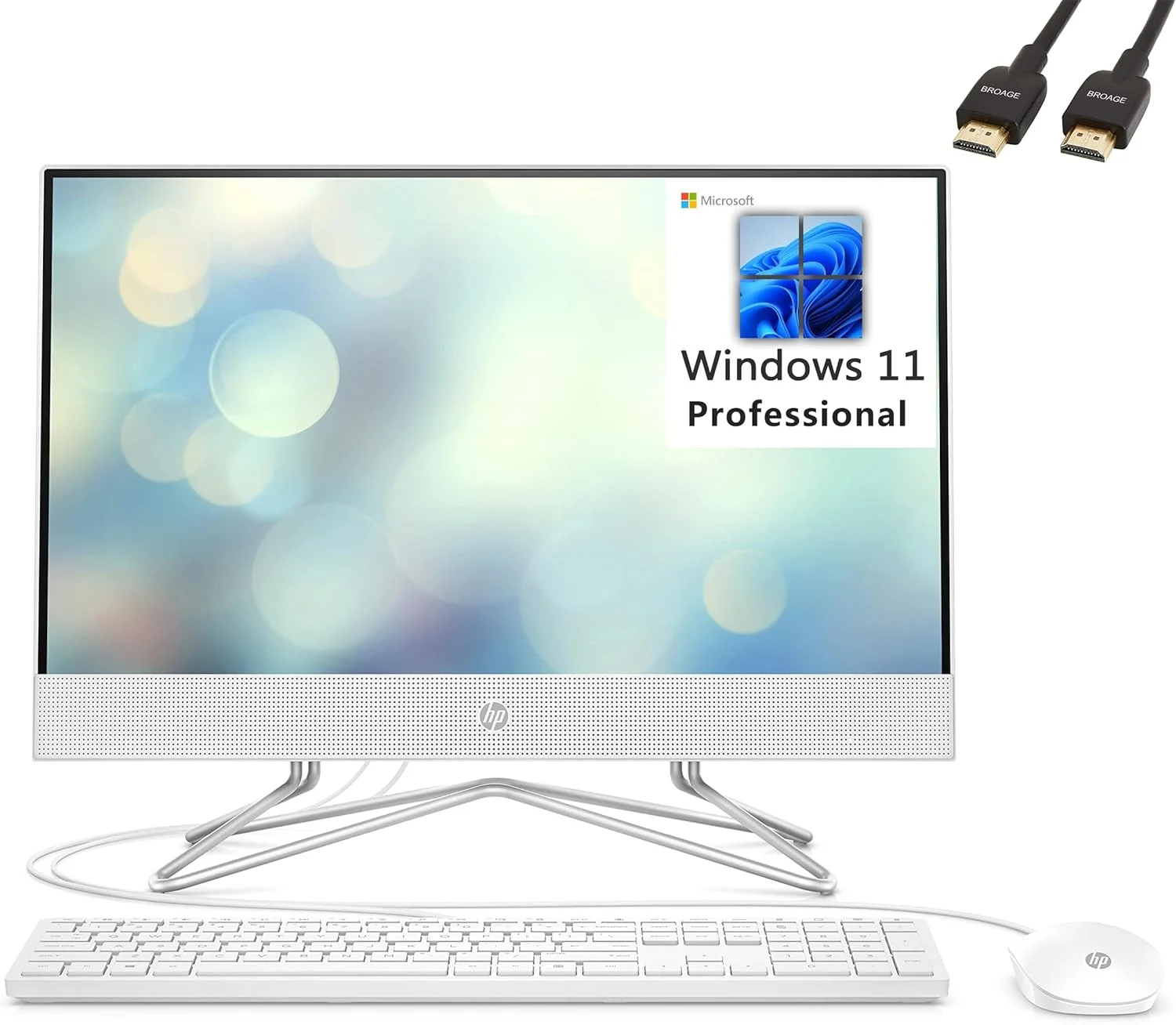 کامپیوتر رومیزی همه کاره HP با صفحه نمایش 22 اینچ، پردازنده AMD Athlon Gold 3150U، گرافیک Radeon، رم 4 گیگابایتی، حافظه SSD 256 گیگابایتی، ویندوز 11 هوم (22-df0222، سفید برفی)