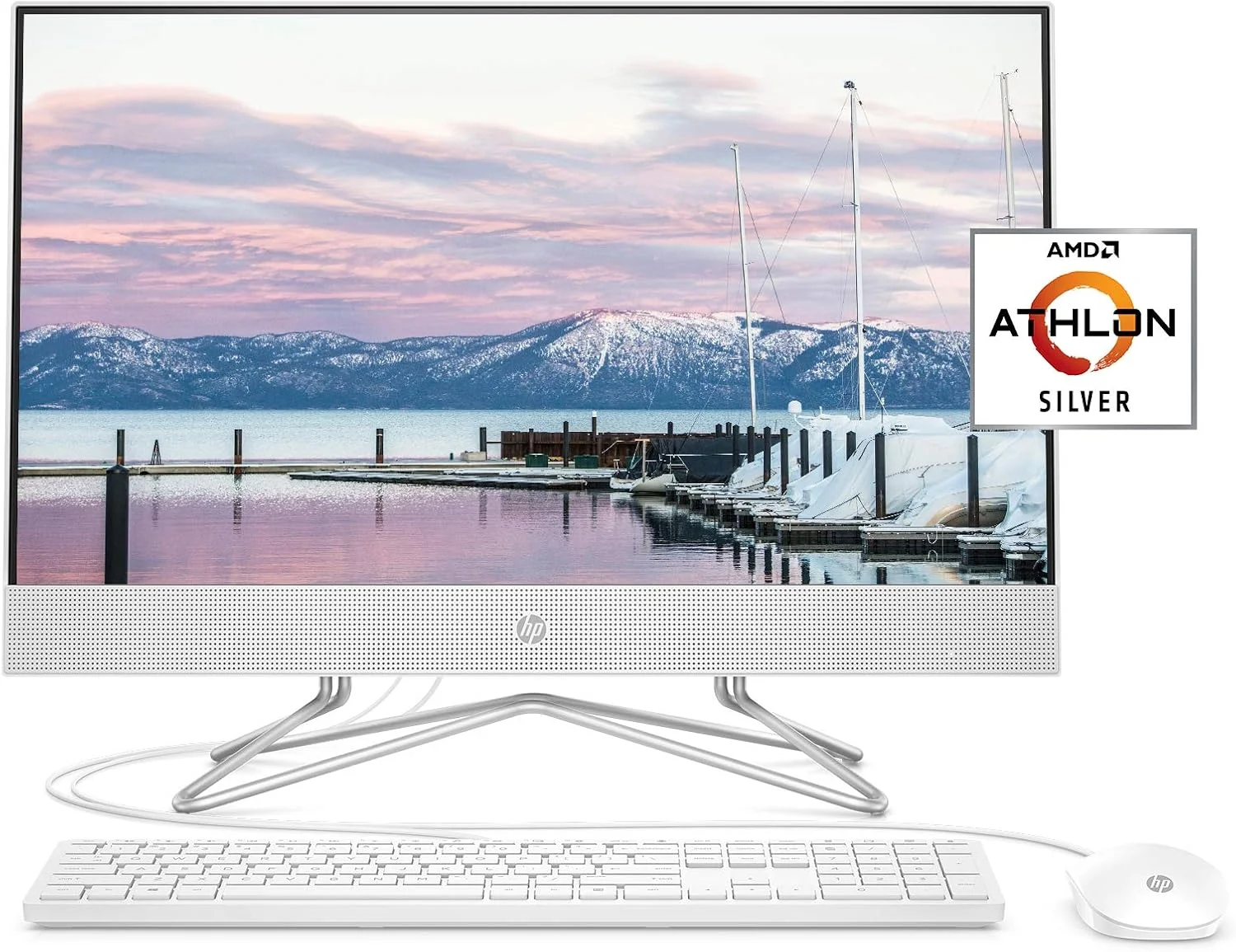 کامپیوتر رومیزی آل این وان 24 اینچی HP، پردازنده AMD Athlon Silver 3050U، رم 8 گیگابایتی، SSD 256 گیگابایتی، ویندوز 10 هوم (24-dd0010، سفید)