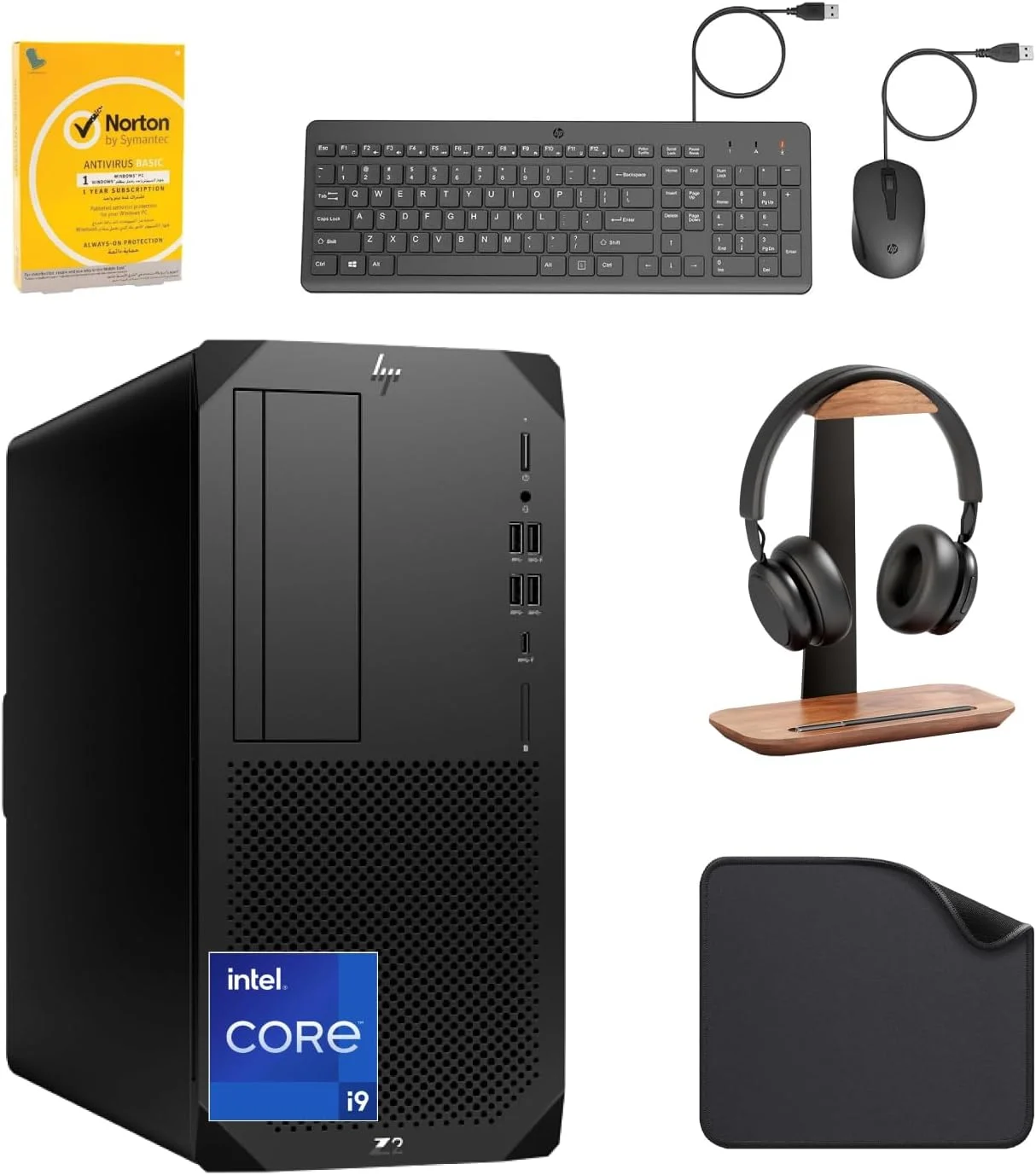 کامپیوتر رومیزی ورک استیشن HP (Z2 G9) نسل 14 اینتل i9-14900K، گرافیک Intel UHD، رم 16 گیگابایتی DDR5، اس اس دی 1 ترابایتی، ویندوز 11 پرو، (شامل پایه هدست First Wave + کیبورد سیمی + ماوس + آنتی ویروس + پد ماوس)