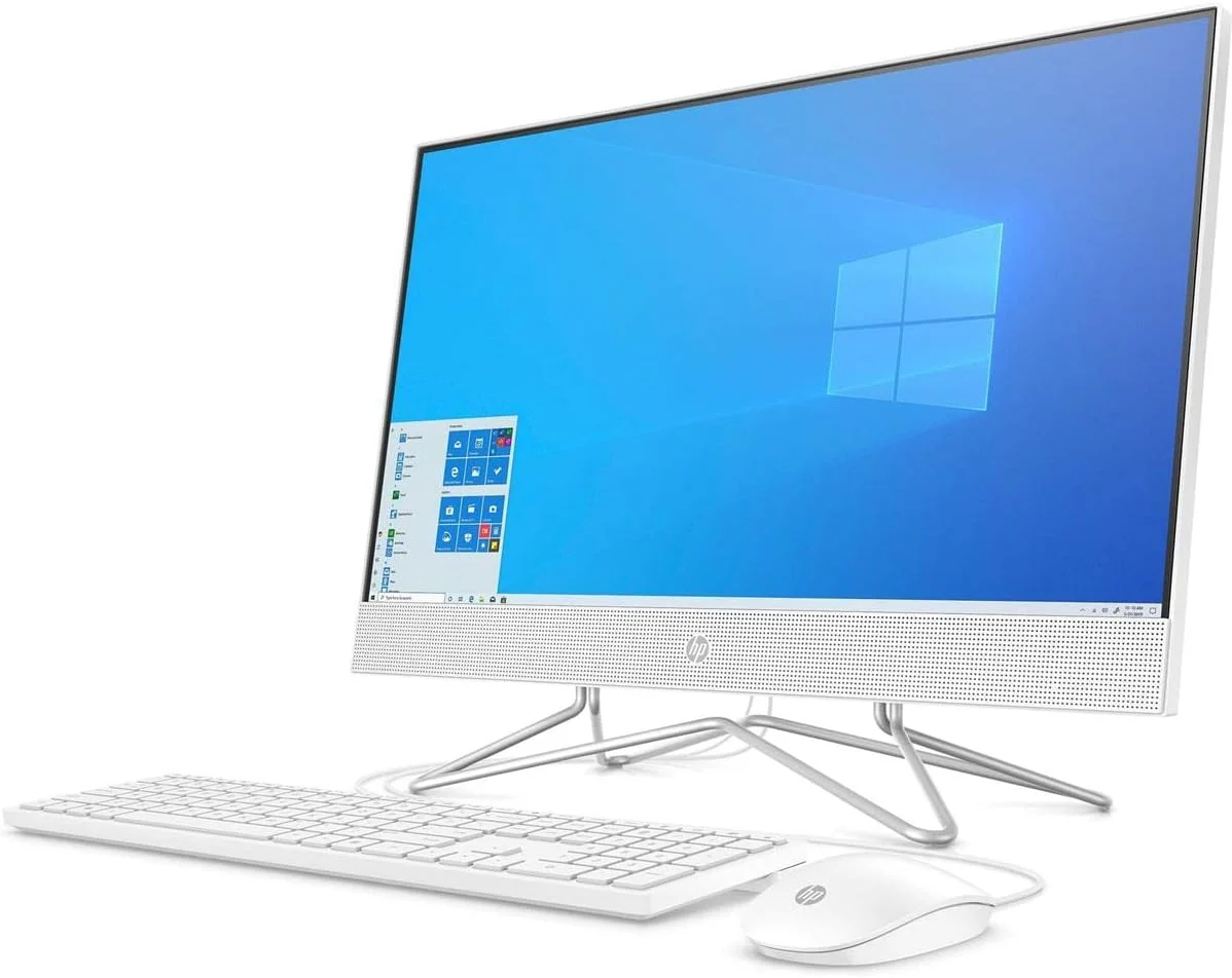 کامپیوتر رومیزی لمسی 24 اینچی آل این وان HP، پردازنده AMD Athlon Silver 3050U، رم 4 گیگابایتی، SSD 256 گیگابایتی، ویندوز 10 هوم (24-df0030، سفید)، سفید برفی