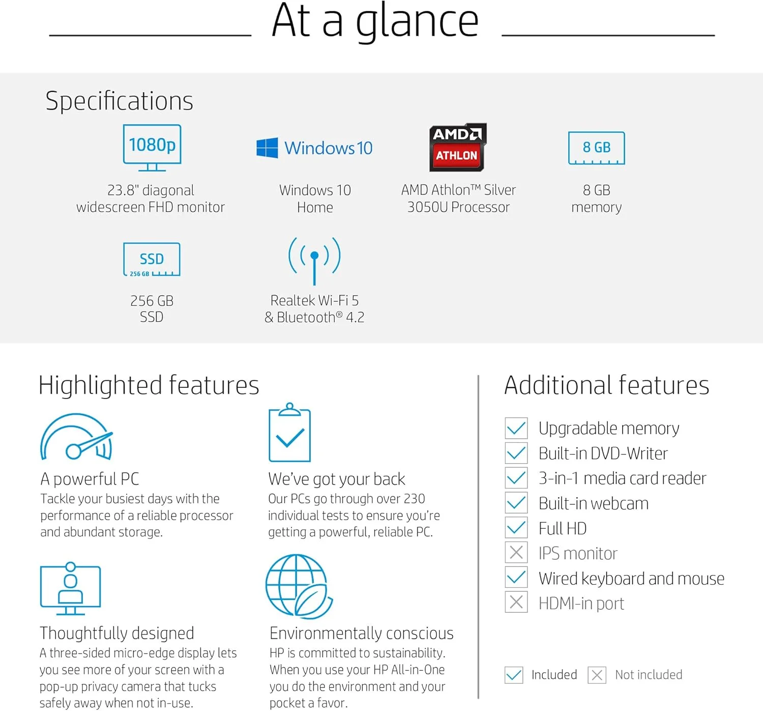 کامپیوتر رومیزی آل این وان 24 اینچی HP، پردازنده AMD Athlon Silver 3050U، رم 8 گیگابایتی، SSD 256 گیگابایتی، ویندوز 10 هوم (24-dd0010، سفید) کامپیوتر رومیزی آل این وان 24 اینچی HP، پردازنده AMD Athlon Silver 3050U، رم 8 گیگابایتی، SSD 256 گیگابایتی، ویندوز 10 هوم (24-dd0010، سفید)