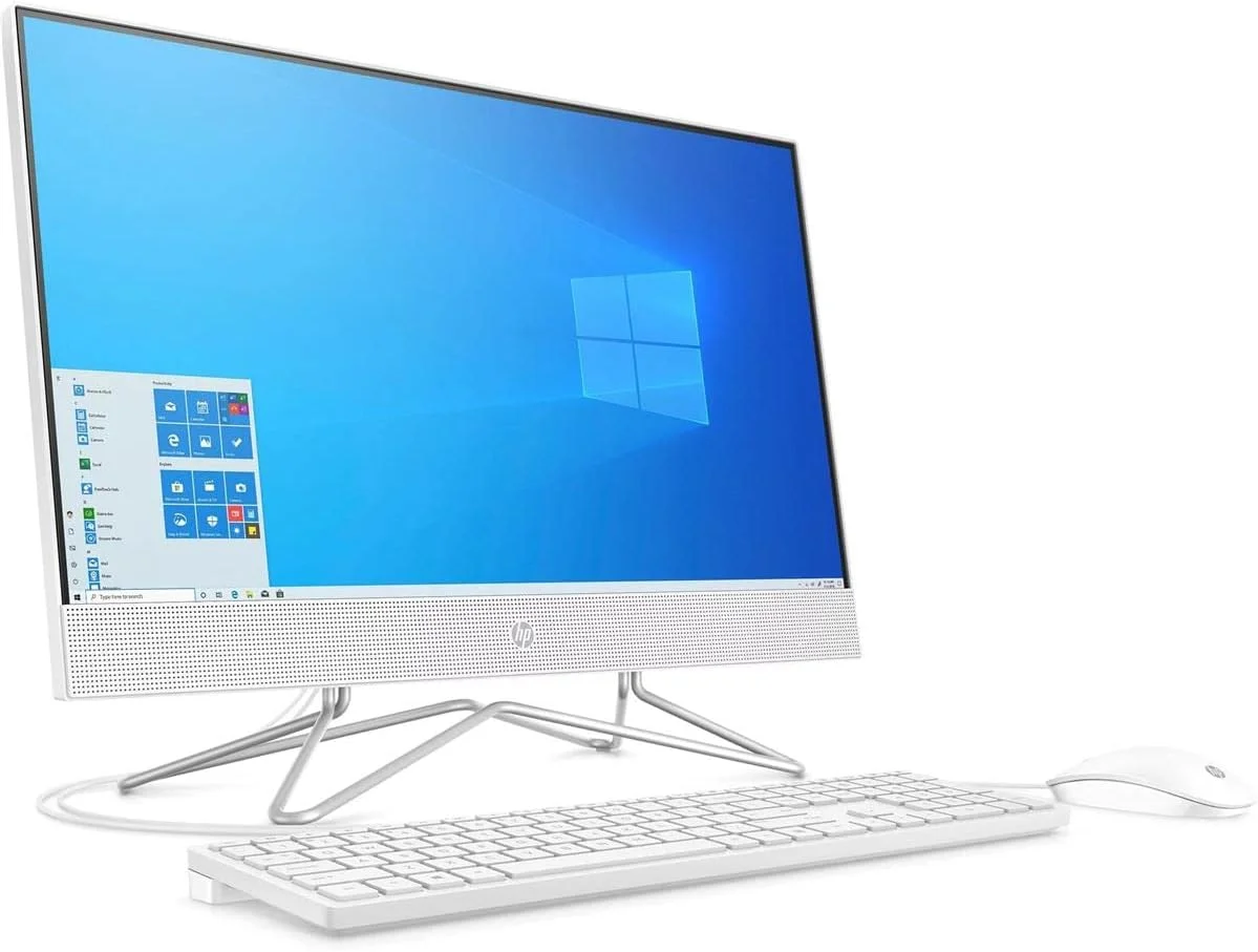 کامپیوتر رومیزی لمسی 24 اینچی آل این وان HP، پردازنده AMD Athlon Silver 3050U، رم 4 گیگابایتی، SSD 256 گیگابایتی، ویندوز 10 هوم (24-df0030، سفید)، سفید برفی