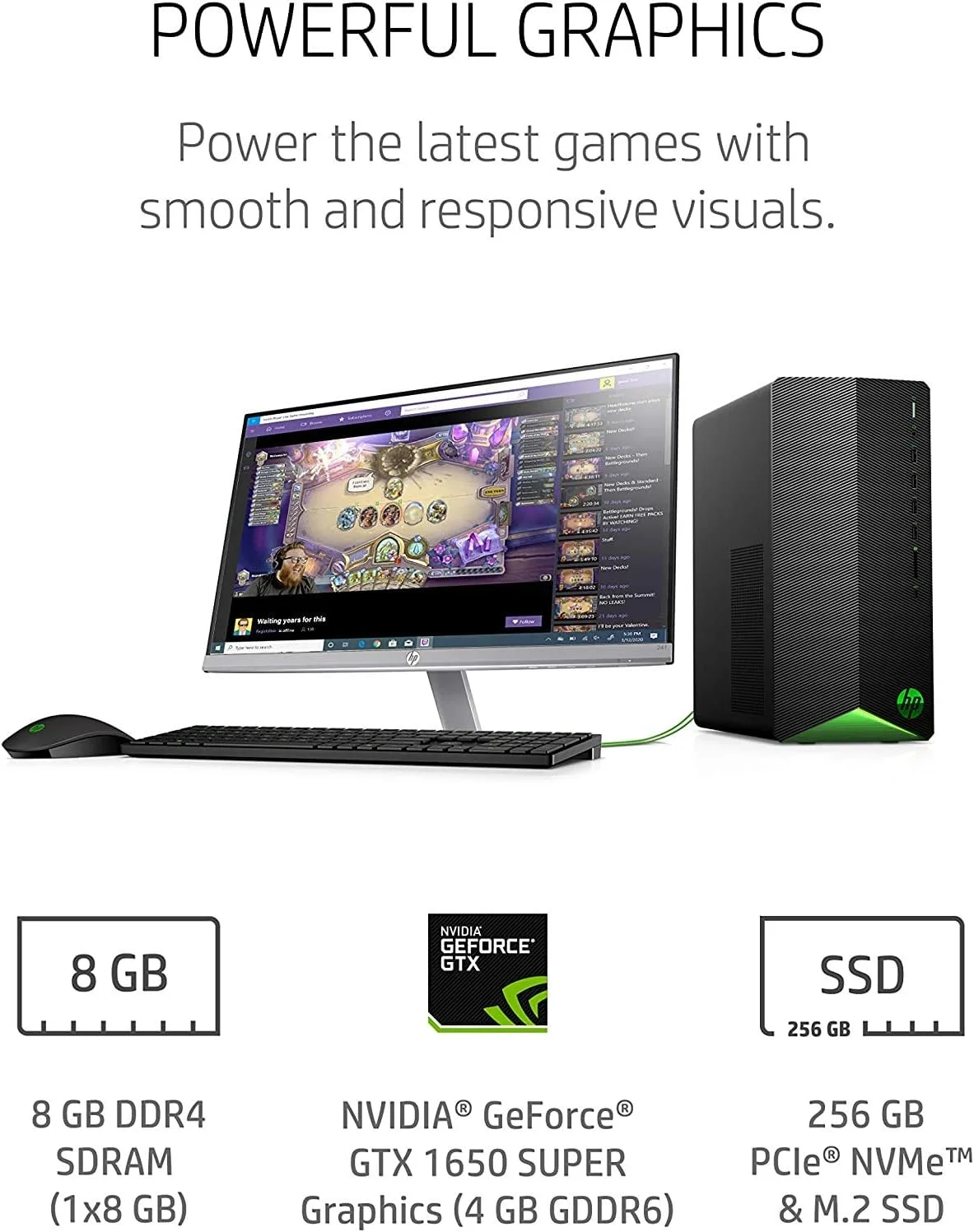 کامپیوتر رومیزی گیمینگ HP Pavilion جدیدترین مدل 2021، پردازنده 6 هسته ای AMD Ryzen 5 3500 (بهتر از i5-9400، تا 4.1 گیگاهرتز)، کارت گرافیک GeForce GTX 1650 Super 4 GB، رم 8 گیگابایتی، SSD 256 گیگابایتی PCIe NVMe، ماوس و کیبورد، ویندوز 10 هوم کامپیوتر رومیزی گیمینگ HP Pavilion جدیدترین مدل 2021، پردازنده 6 هسته ای AMD Ryzen 5 3500 (بهتر از i5-9400، تا 4.1 گیگاهرتز)، کارت گرافیک GeForce GTX 1650 Super 4 GB، رم 8 گیگابایتی، SSD 256 گیگابایتی PCIe NVMe، ماوس و کیبورد، ویندوز 10 هوم