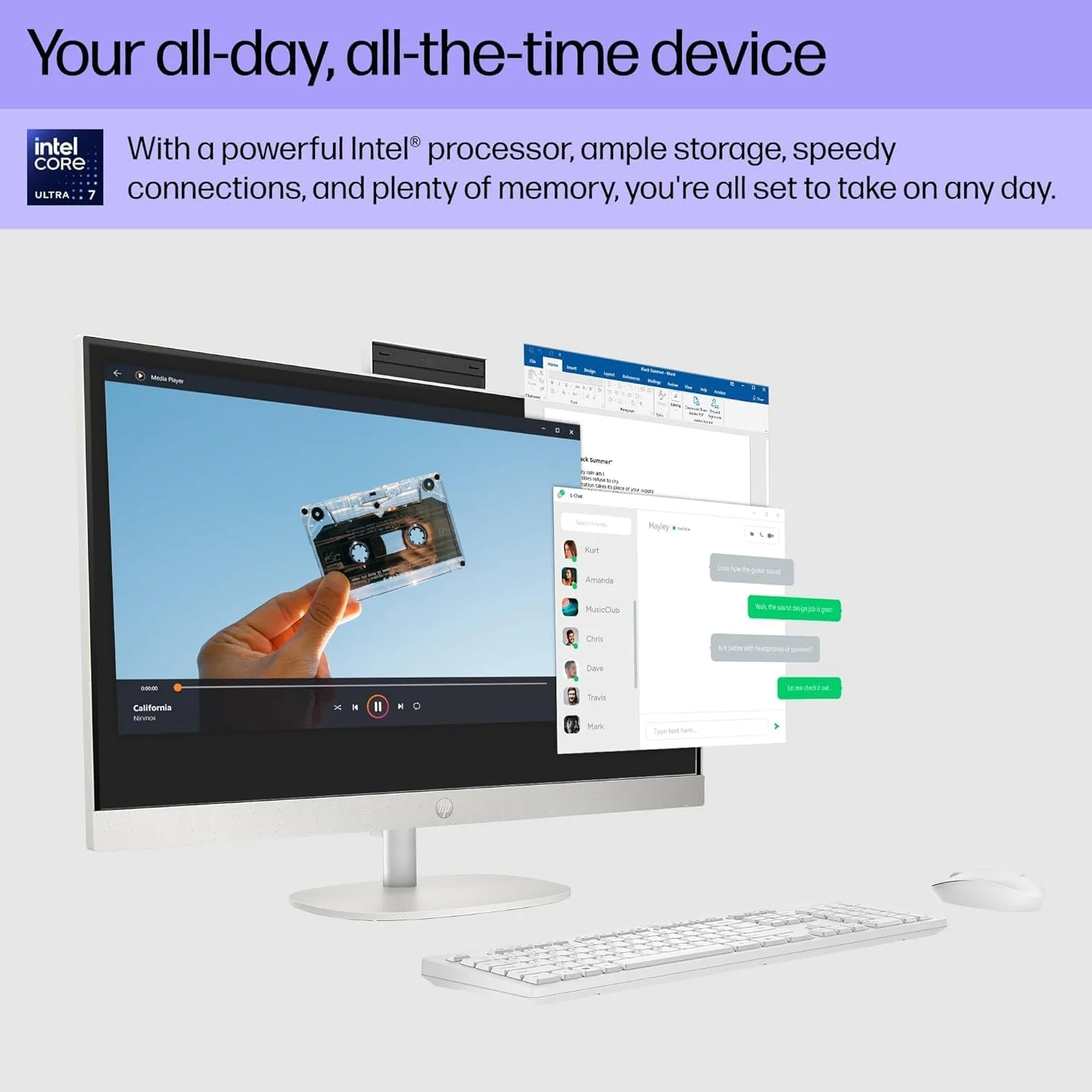 کامپیوتر رومیزی همه کاره HP 27، صفحه نمایش لمسی 27 اینچی FHD، دارای لایسنس مادام العمر MS Office، پردازنده 12 هسته ای Intel Ultra 7 155U (برتر از i7-1355U)، رم 64 گیگابایتی DDR5، حافظه SSD 4 ترابایتی، Wi-Fi 6، کیبورد و ماوس بی سیم، ویندوز 11 پرو
