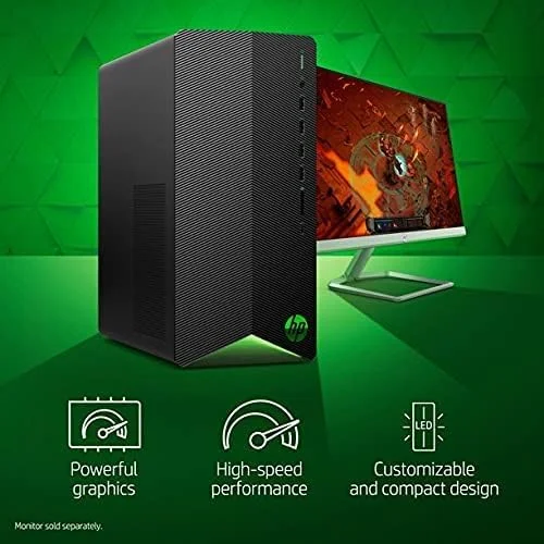 کامپیوتر رومیزی گیمینگ HP Pavilion جدیدترین مدل 2021، پردازنده 6 هسته ای AMD Ryzen 5 5600G (بهتر از i7-8700، تا 4.4 گیگاهرتز)، کارت گرافیک AMD Radeon RX5500 4 GB، رم 8 گیگابایتی، SSD 256 گیگابایتی PCIe NVMe، ماوس و کیبورد، ویندوز 10 هوم
