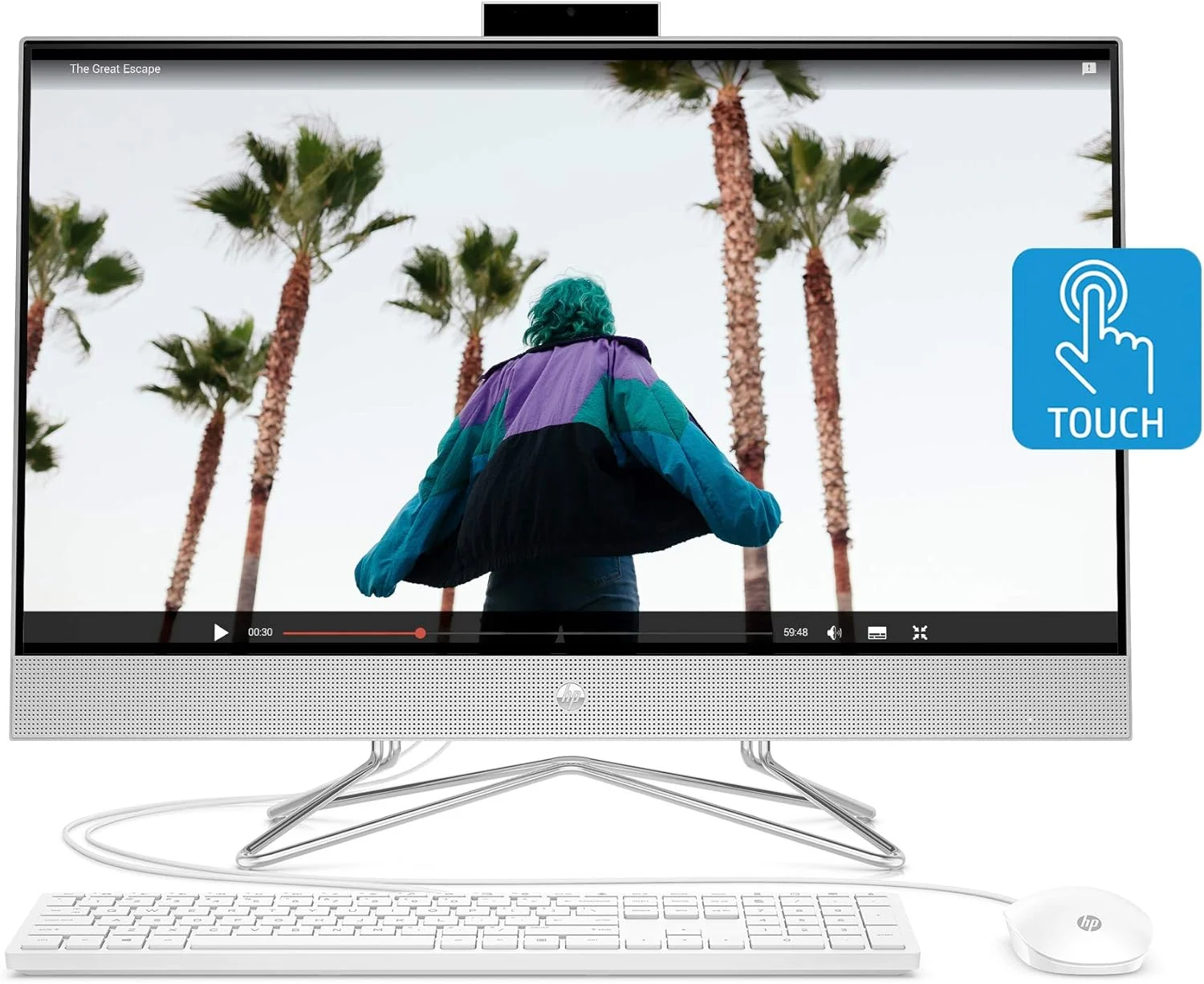 کامپیوتر رومیزی لمسی 27 اینچی همه کاره HP، پردازنده AMD Ryzen 5 4500U، رم 16 گیگابایتی، SSD 512 گیگابایتی، ویندوز 10 هوم (27-dp0160، نقره ای)