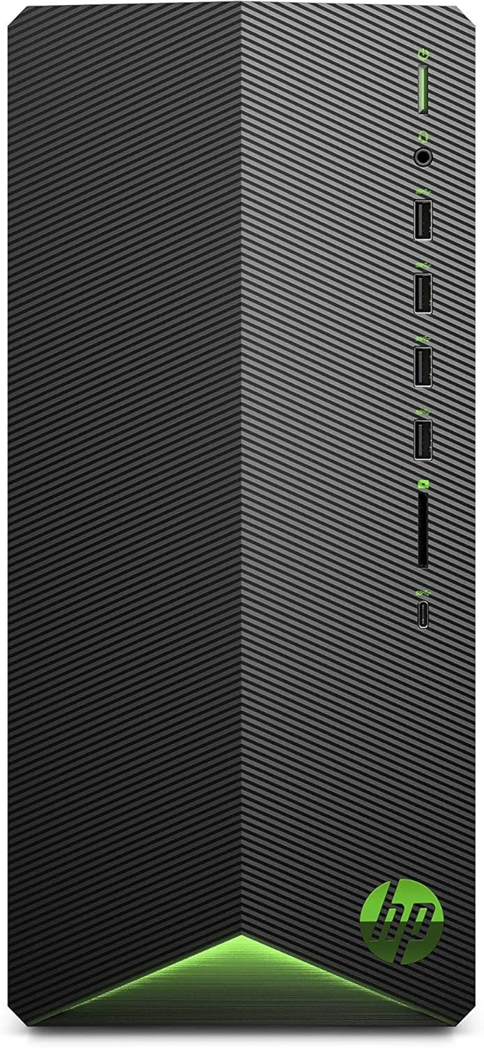 کامپیوتر رومیزی گیمینگ HP Pavilion، پردازنده AMD Ryzen 5 3500، کارت گرافیک NVIDIA GeForce GTX 1650 4 GB، رم 8 GB، حافظه SSD 512 GB، ویندوز 10 هوم (TG01-0030، مشکی)