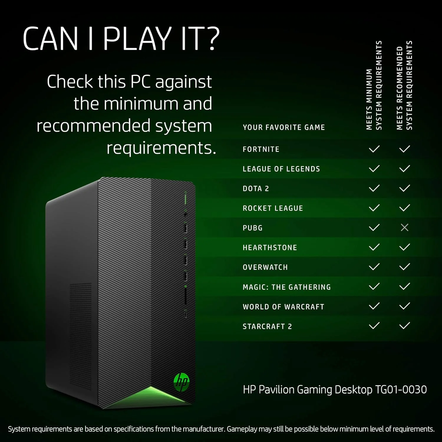 کامپیوتر رومیزی گیمینگ HP Pavilion، پردازنده AMD Ryzen 5 3500، کارت گرافیک NVIDIA GeForce GTX 1650 4 GB، رم 8 GB، حافظه SSD 512 GB، ویندوز 10 هوم (TG01-0030، مشکی)