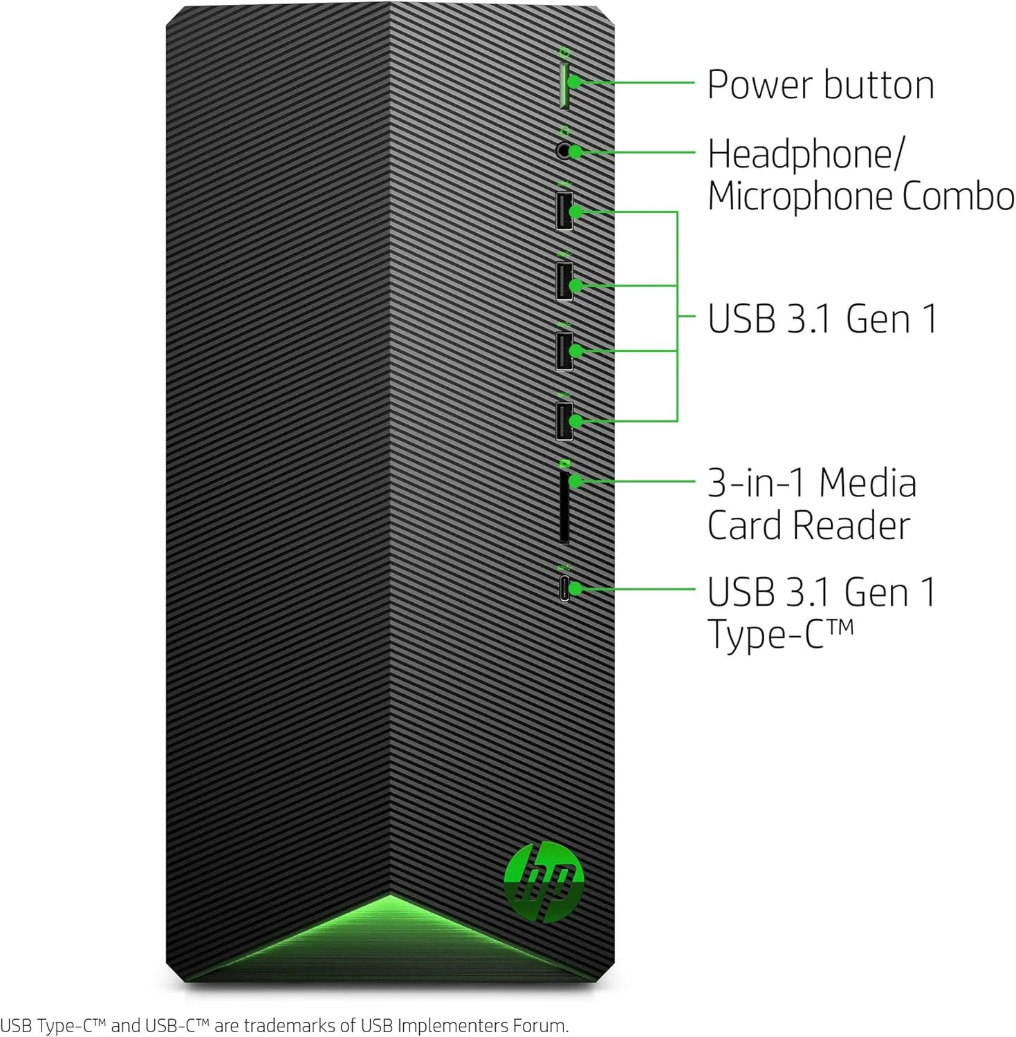 کامپیوتر رومیزی گیمینگ HP Pavilion، پردازنده AMD Ryzen 5 3500، کارت گرافیک NVIDIA GeForce GTX 1650 4 GB، رم 8 GB، حافظه SSD 512 GB، ویندوز 10 هوم (TG01-0030، مشکی)