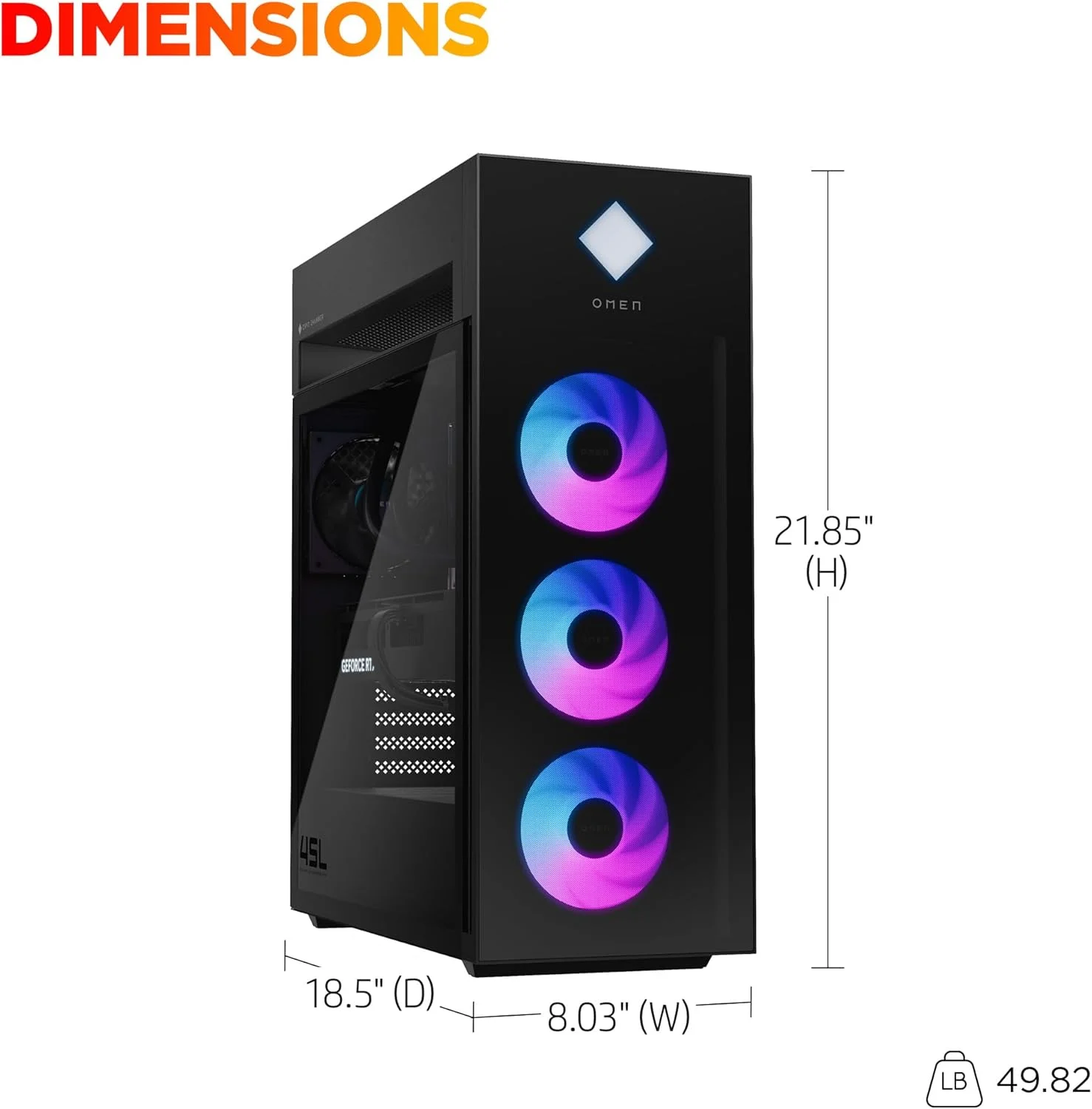 کامپیوتر گیمینگ HP OMEN 45L GT22-3080، ویندوز 11 پرو، پردازنده Intel Core Ultra 7، رم 32 گیگابایت، SSD 2 ترابایت، کارت گرافیک NVIDIA GeForce RTX 5080، مشکی