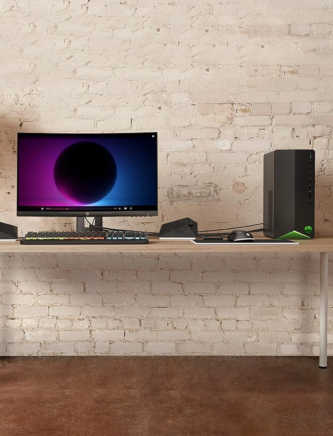 کامپیوتر رومیزی گیمینگ HP Pavilion، کارت گرافیک NVIDIA GeForce GTX 1650 SUPER، پردازنده Intel Core i3-10100، رم 8 گیگابایتی DDR4، حافظه SSD PCIe NVMe 256 گیگابایتی، ویندوز 11، ماوس و کیبورد USB، طراحی برج فشرده (TG01-1022، 2020)