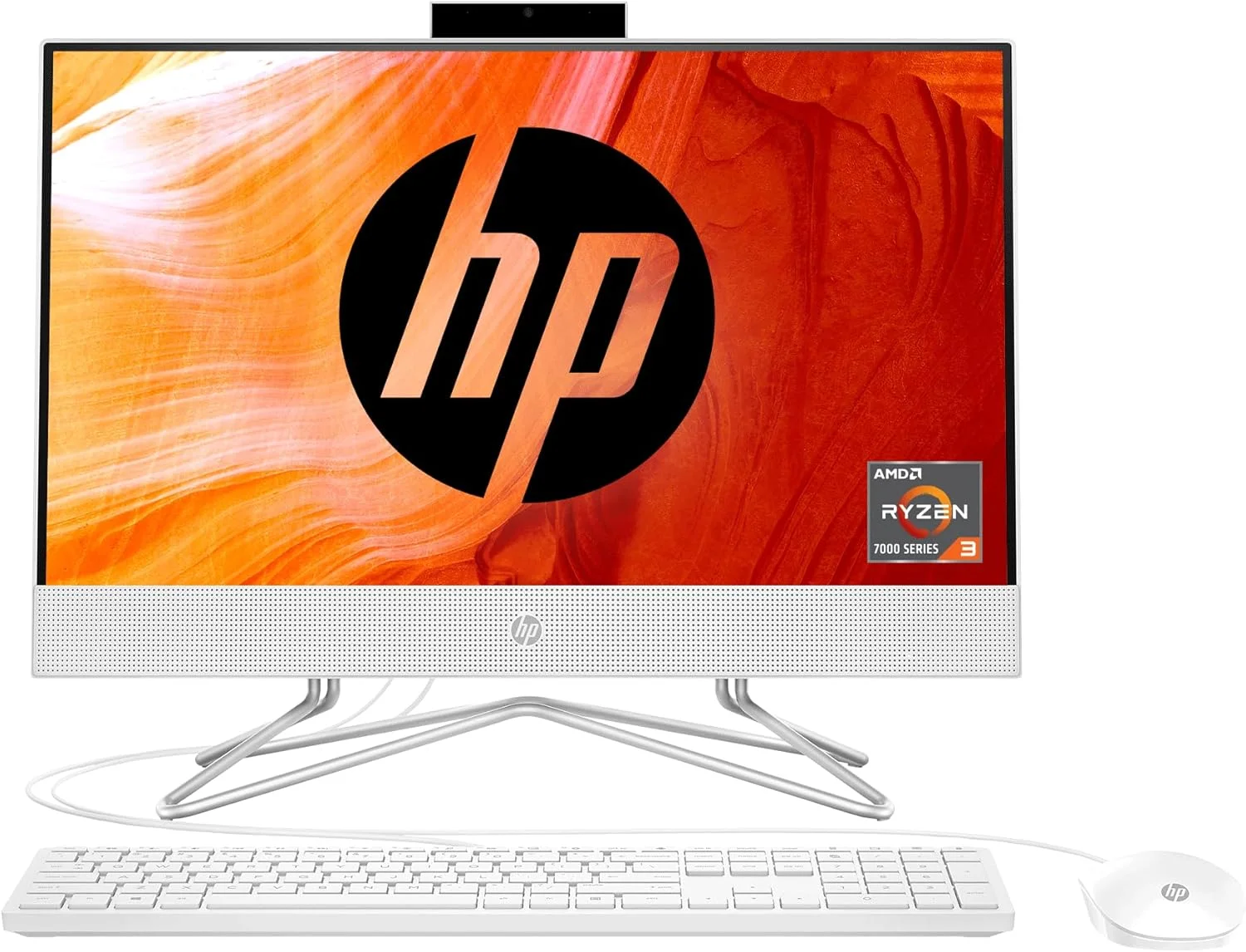 کامپیوتر همه کاره HP با پردازنده AMD Ryzen 3 3250U، صفحه نمایش 22 اینچی (54.6 سانتی متر) FHD ضد تابش نور، کامپیوترهای رومیزی (4 گیگابایت رم/512 گیگابایت/ویندوز 11/کیبورد و ماوس سیمی/MSO/دوربین حریم خصوصی HD/سفید برفی) مدل 22-dd0786in
