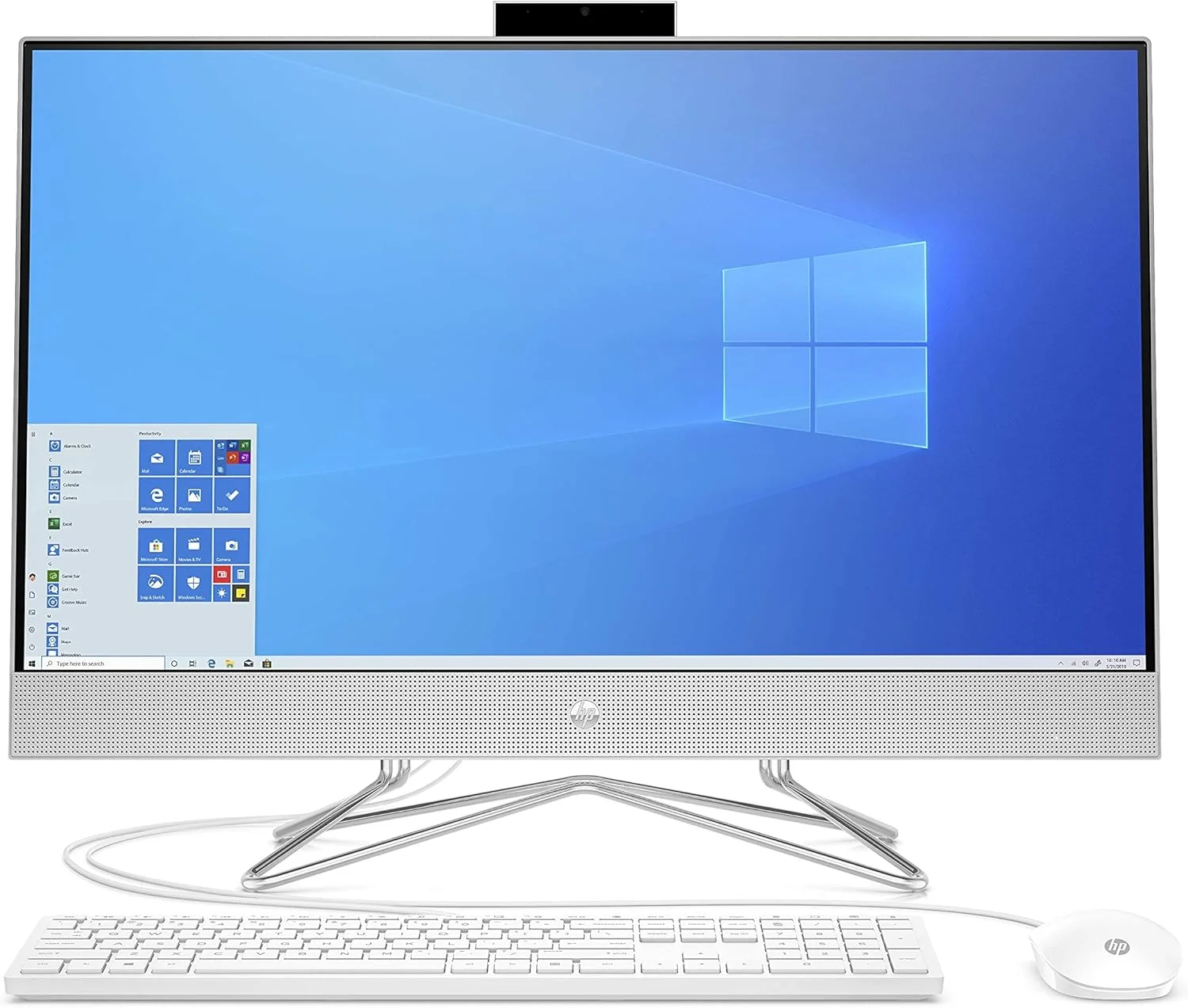 کامپیوتر همه کاره 27 اینچی HP مدل 27-dp1005na، ویندوز 10، پردازنده AMD Ryzen 7، رم 8 گیگابایتی، حافظه SSD 512 گیگابایتی، FHD، نقره ای