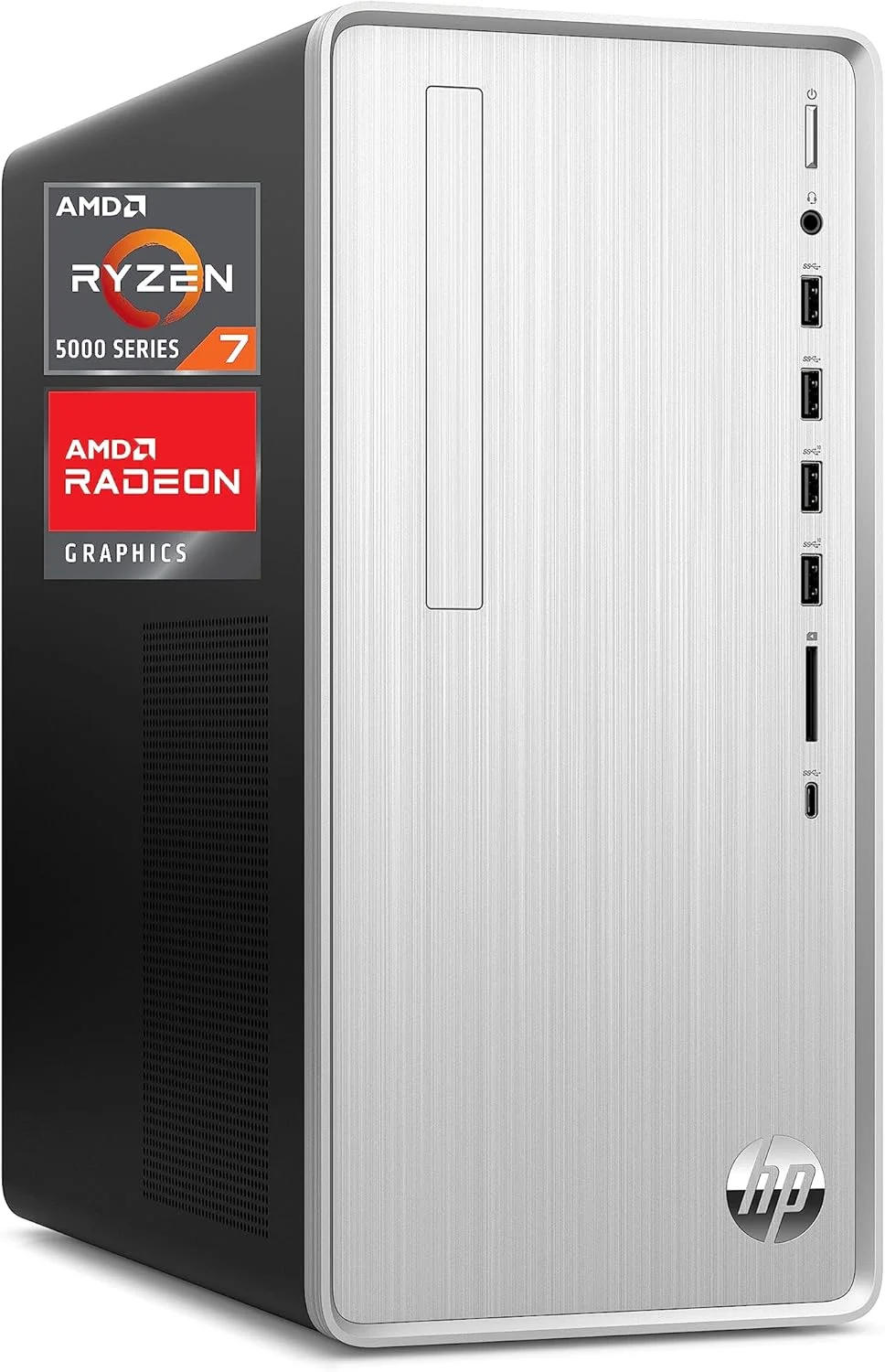 کامپیوتر رومیزی HP Pavilion، پردازنده AMD Ryzen 7 5700G، رم 16 گیگابایتی، حافظه SSD 512 گیگابایتی، ویندوز 11 پرو، اتصال Wi-Fi 5 و بلوتوث، 9 پورت USB، ماوس و کیبورد سیمی، کیس از پیش ساخته شده (TP01-2022، 2021)
