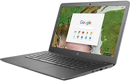 لپ تاپ HP Chromebook 14-ca043cl با صفحه نمایش 14 اینچی Full-HD ضد انعکاس: پردازنده Intel Celeron N3350، رم 4 گیگابایت، حافظه 32 گیگابایت eMMC، WiFi+BT، دوربین، سیستم عامل Chrome (خاکستری تخته سیاه) (بازسازی شده)