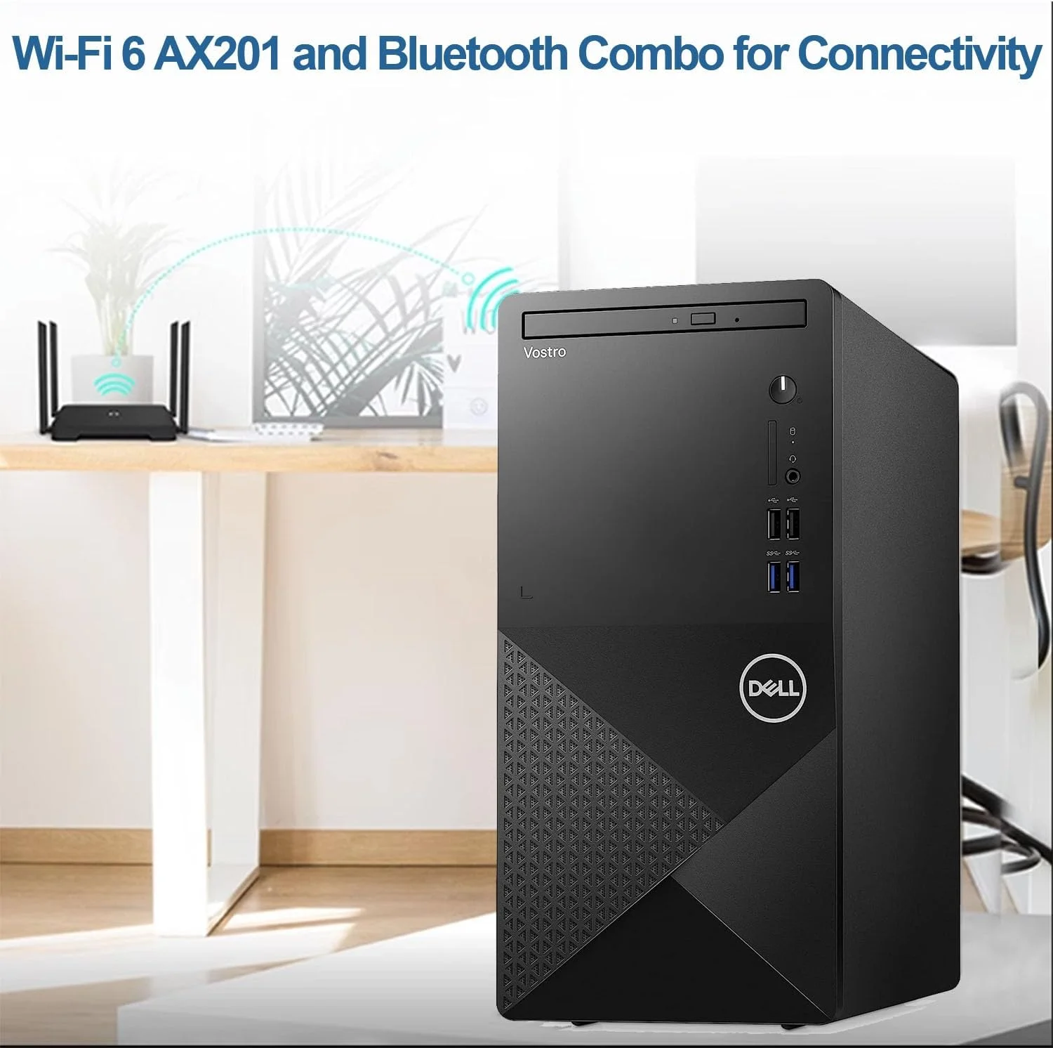 کامپیوتر رومیزی تجاری Dell 3030 Tower | شامل آداپتور وای فای رایگان + هدست + فلش مموری 128 گیگابایتی USB + پد ماوس + آنتی ویروس | پردازنده Intel Core i5 نسل 12، رم 16 گیگابایتی، SSD 1 ترابایتی، کارت گرافیک 4 گیگابایتی | ویندوز 11 پرو (ارتقا یافته)