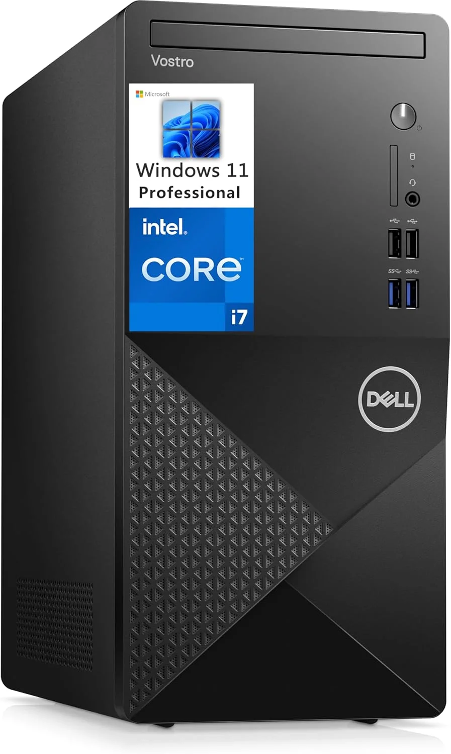 کامپیوتر رومیزی تجاری Dell سری 3000 Tower | آداپتور وای فای + هدست + فلش مموری 128 گیگابایتی USB + پد ماوس + آنتی ویروس رایگان | Intel Core i7، رم 16 گیگابایتی، SSD 1 ترابایتی، کارت گرافیک 4 گیگابایتی | Windows 11 Pro (ارتقا)
