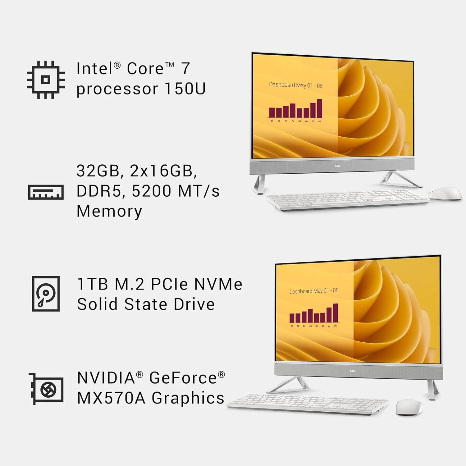 کامپیوتر همه کاره 27 اینچی دل مدل ec27250 با صفحه نمایش لمسی FHD، پردازنده Intel Core 7 150U، کارت گرافیک NVIDIA GeForce MX570A 2GB GDDR6، رم 32GB DDR5، حافظه SSD 1TB، ویندوز 11 پرو، خدمات در محل - سفید کامپیوتر همه کاره 27 اینچی دل مدل ec27250 با صفحه نمایش لمسی FHD، پردازنده Intel Core 7 150U، کارت گرافیک NVIDIA GeForce MX570A 2GB GDDR6، رم 32GB DDR5، حافظه SSD 1TB، ویندوز 11 پرو، خدمات در محل - سفید