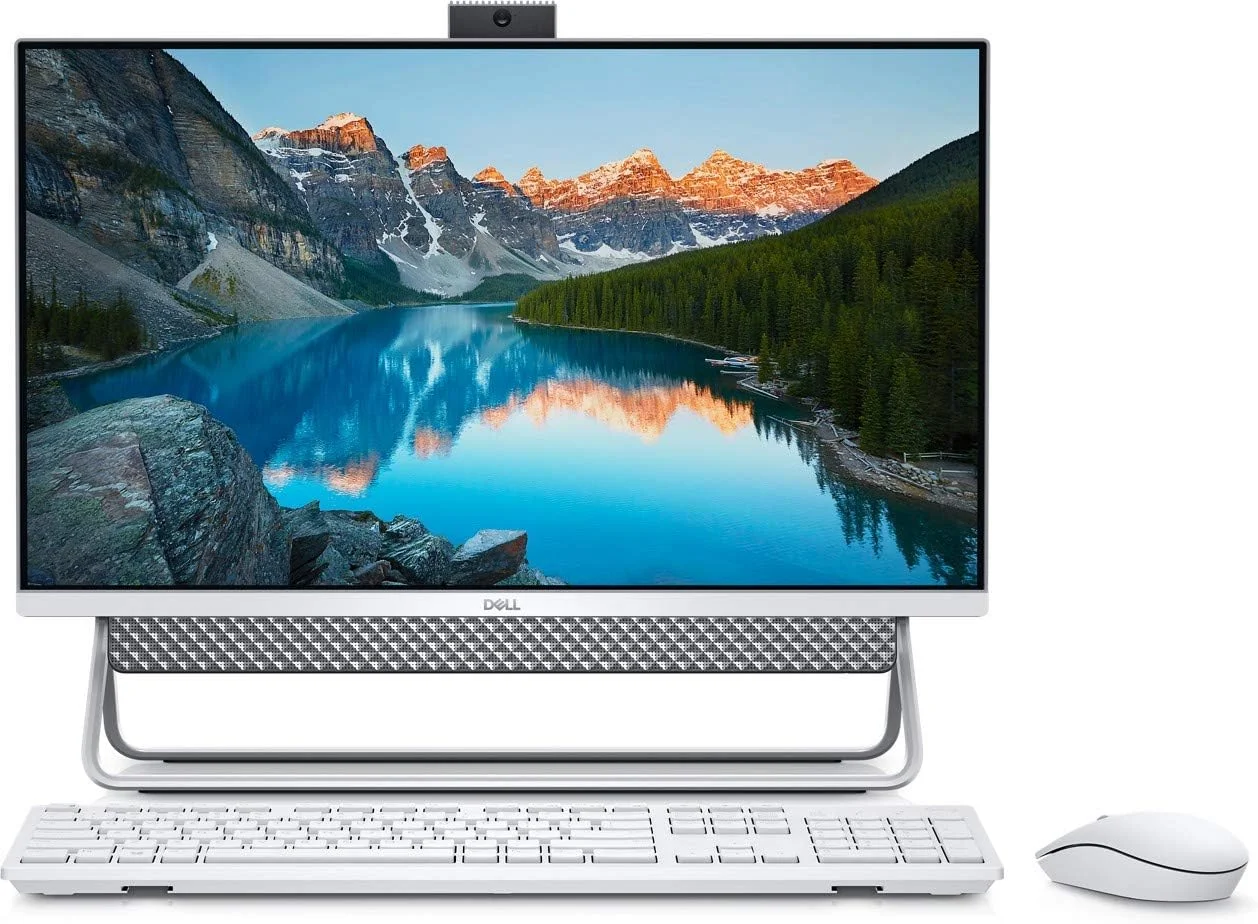 کامپیوتر رومیزی آل این وان Dell Inspiron 5400، پردازنده نسل 11 اینتل Core i3-1115G4، صفحه نمایش 23.8 اینچی FHD، هارد دیسک 1 ترابایتی، 8 گیگابایت رم، گرافیک Intel® UHD، ویندوز 10 هوم، کیبورد انگلیسی-عربی، سفید