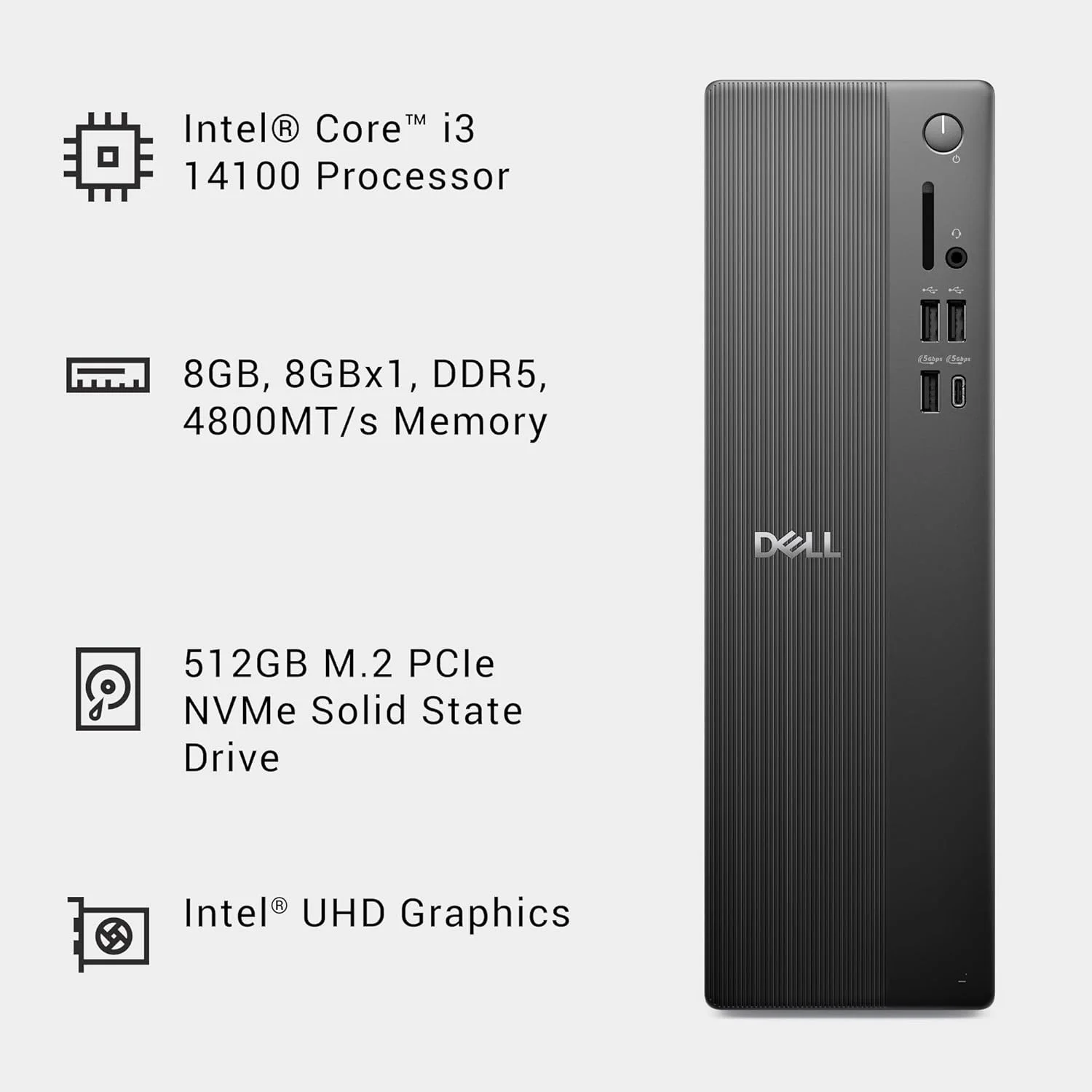 کامپیوتر رومیزی باریک دل ECS1250 - پردازنده Intel Core i3 14100، رم 8 گیگابایتی DDR5، حافظه SSD 512 گیگابایتی، WiFi 6، گرافیک Intel UHD 730، ویندوز 11 هوم، خدمات در محل - مشکی کامپیوتر رومیزی باریک دل ECS1250 - پردازنده Intel Core i3 14100، رم 8 گیگابایتی DDR5، حافظه SSD 512 گیگابایتی، WiFi 6، گرافیک Intel UHD 730، ویندوز 11 هوم، خدمات در محل - مشکی