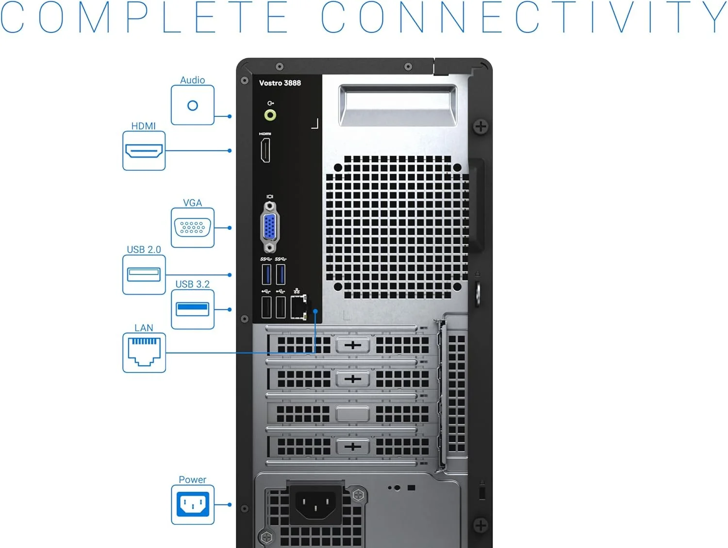 کامپیوتر رومیزی Dell Vostro 3888 Tower با اندازه کامل، پردازنده Intel Octa-Core i7-10700، رم 16 گیگابایتی DDR4، حافظه SSD PCIe 512 گیگابایتی + هارد دیسک 1 ترابایتی، DVDRW، وای فای 802.11AC، بلوتوث، کیبورد و ماوس، ویندوز 11 پرو کامپیوتر رومیزی Dell Vostro 3888 Tower با اندازه کامل، پردازنده Intel Octa-Core i7-10700، رم 16 گیگابایتی DDR4، حافظه SSD PCIe 512 گیگابایتی + هارد دیسک 1 ترابایتی، DVDRW، وای فای 802.11AC، بلوتوث، کیبورد و ماوس، ویندوز 11 پرو