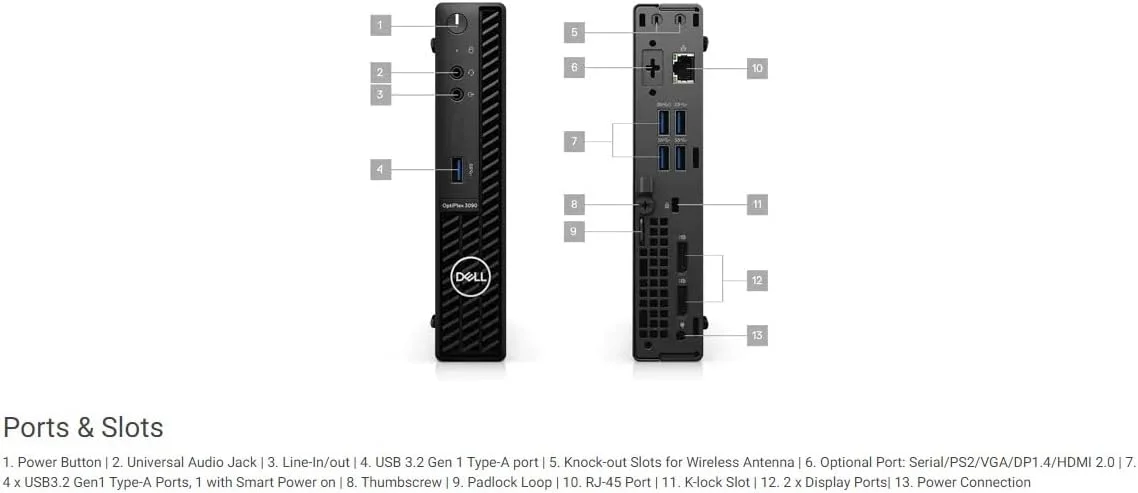 کامپیوتر رومیزی تجاری Dell Optiplex 3090 Micro Form Factor مدل 2022، پردازنده Intel Core i5-10500T، رم 32 گیگابایت DDR4، حافظه SSD 1 ترابایت PCIe، DP، RJ-45، Wi-Fi 6، بلوتوث، ماوس و کیبورد سیمی، Windows 11 Pro، مشکی کامپیوتر رومیزی تجاری Dell Optiplex 3090 Micro Form Factor مدل 2022، پردازنده Intel Core i5-10500T، رم 32 گیگابایت DDR4، حافظه SSD 1 ترابایت PCIe، DP، RJ-45، Wi-Fi 6، بلوتوث، ماوس و کیبورد سیمی، Windows 11 Pro، مشکی