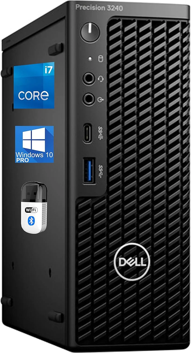 ایستگاه کاری دسکتاپ کامپکت Dell Precision 3240 - پردازنده Intel i7-10700 - رم 32 گیگابایتی، حافظه SSD NVMe 1 ترابایتی، کارت گرافیک Intel UHD 630، پورت DisplayPort، HDMI، USB Type-C، وای فای AC، بلوتوث - ویندوز 10 پرو