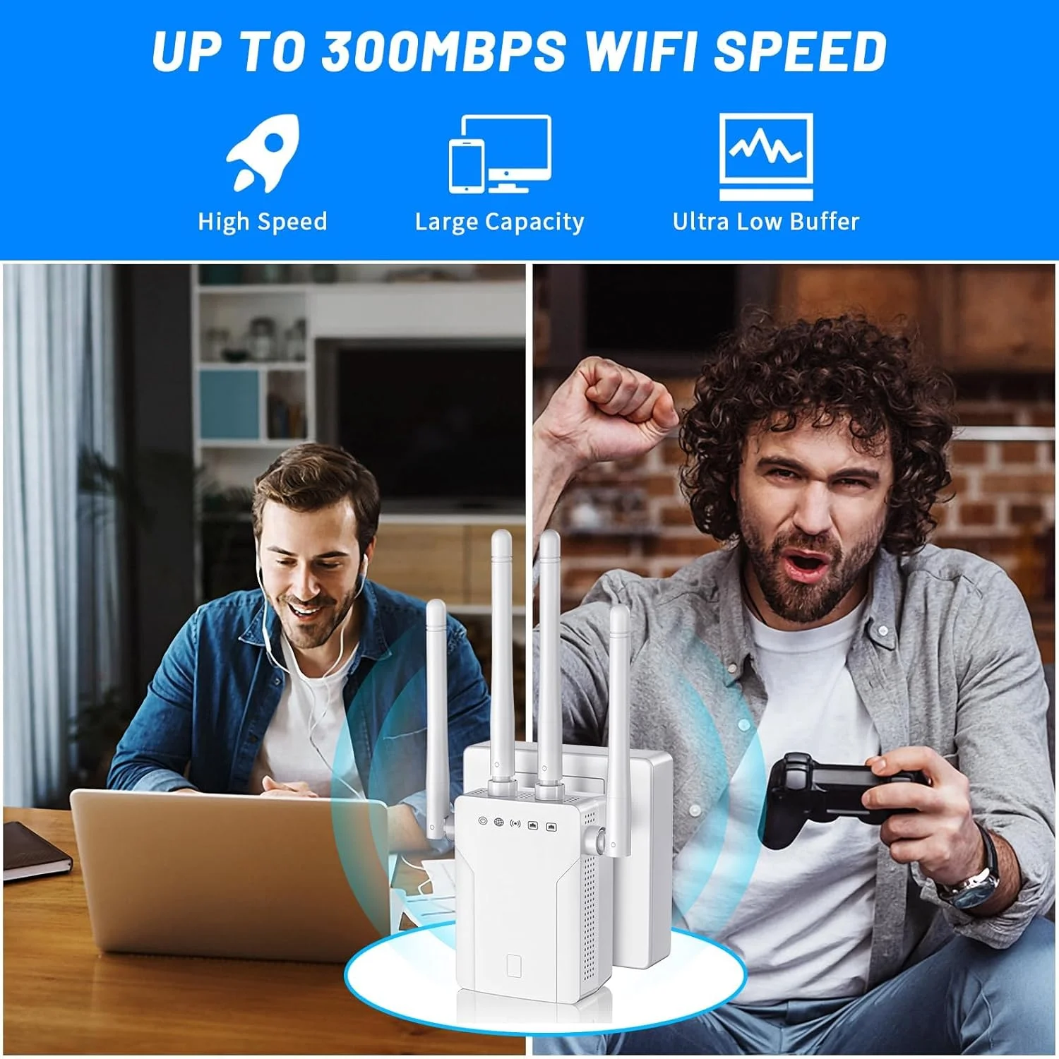 تقویت کننده وای فای KASTWAVE، تقویت کننده 300 مگابیت بر ثانیه 2.4 گیگاهرتز، تکرار کننده بی سیم وای فای تا 8470 فوت مربع را پوشش می دهد، با 2 پورت اترنت LAN، سیگنال دوربرد برای خانه توسط 4 آنتن فوق العاده تقویت کننده وای فای KASTWAVE، تقویت کننده 300 مگابیت بر ثانیه 2.4 گیگاهرتز، تکرار کننده بی سیم وای فای تا 8470 فوت مربع را پوشش می دهد، با 2 پورت اترنت LAN، سیگنال دوربرد برای خانه توسط 4 آنتن فوق العاده